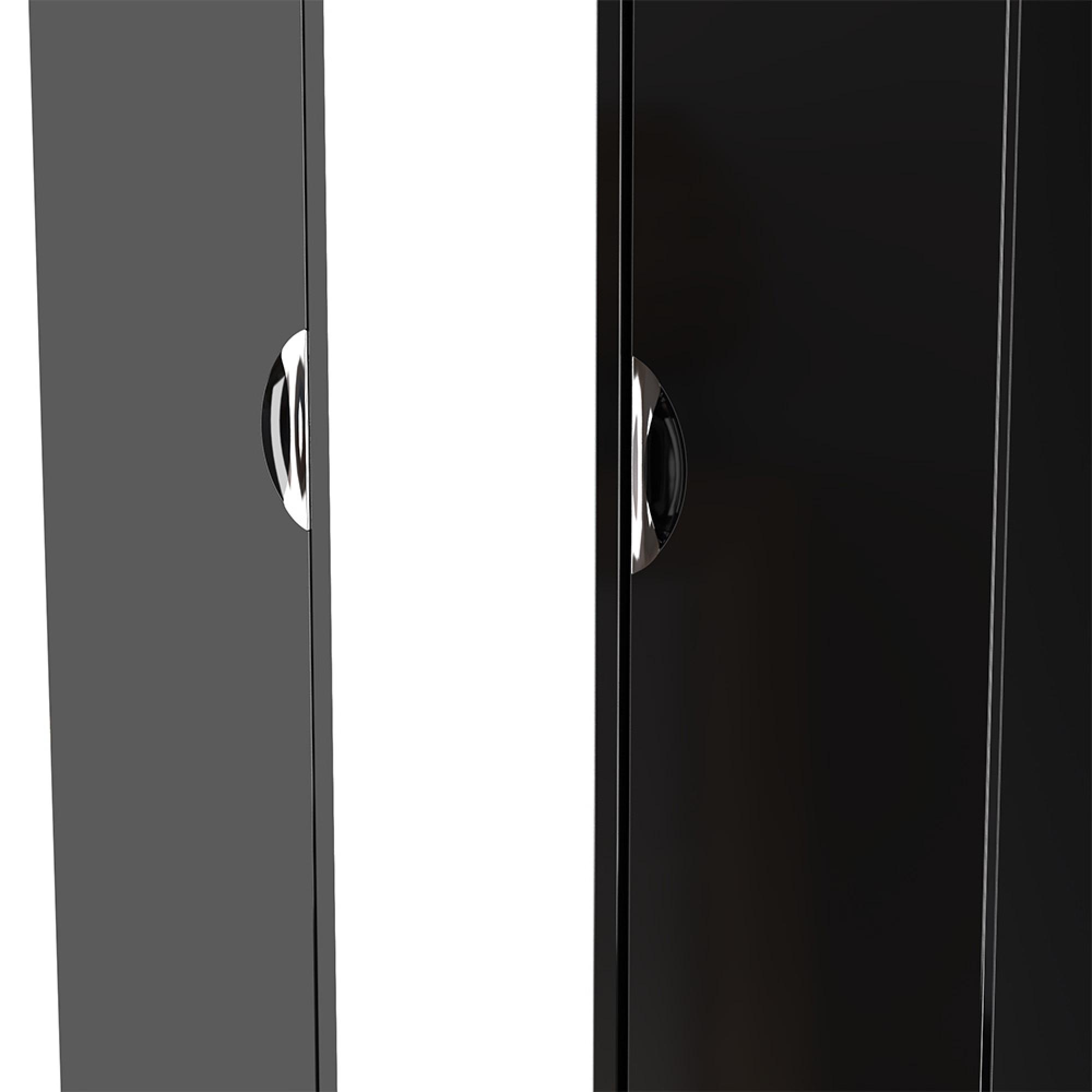 Camden Wardrobe - 3 Door - Triple with 1 Mirror - Black Gloss