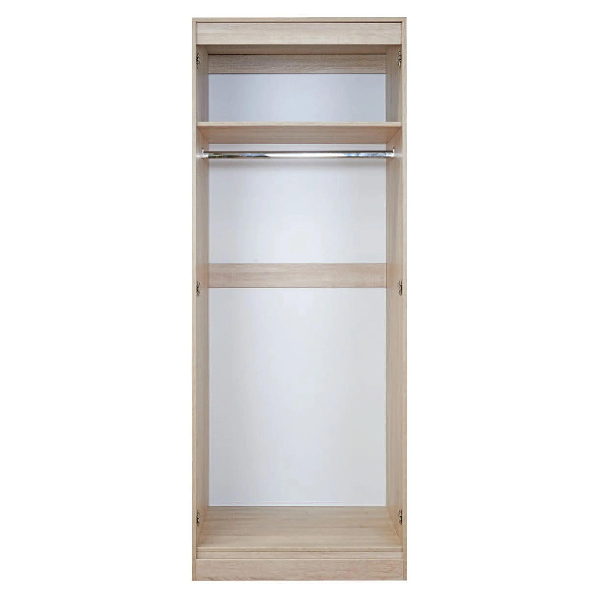 Monaco Wardrobe - 2 Door - Tall - 1 Mirror - Grey Gloss and White