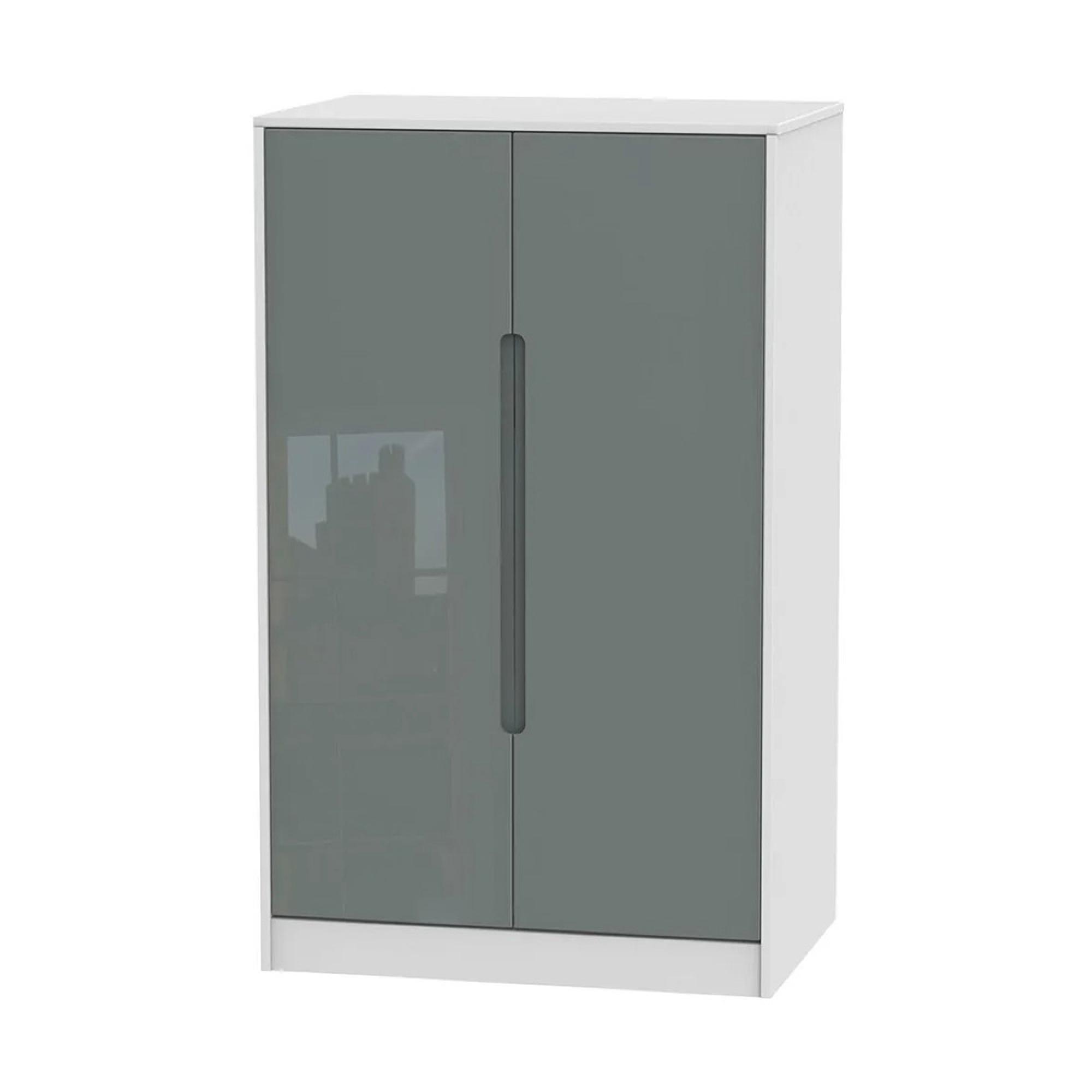 Monaco Wardrobe - Midi - Grey Gloss and White