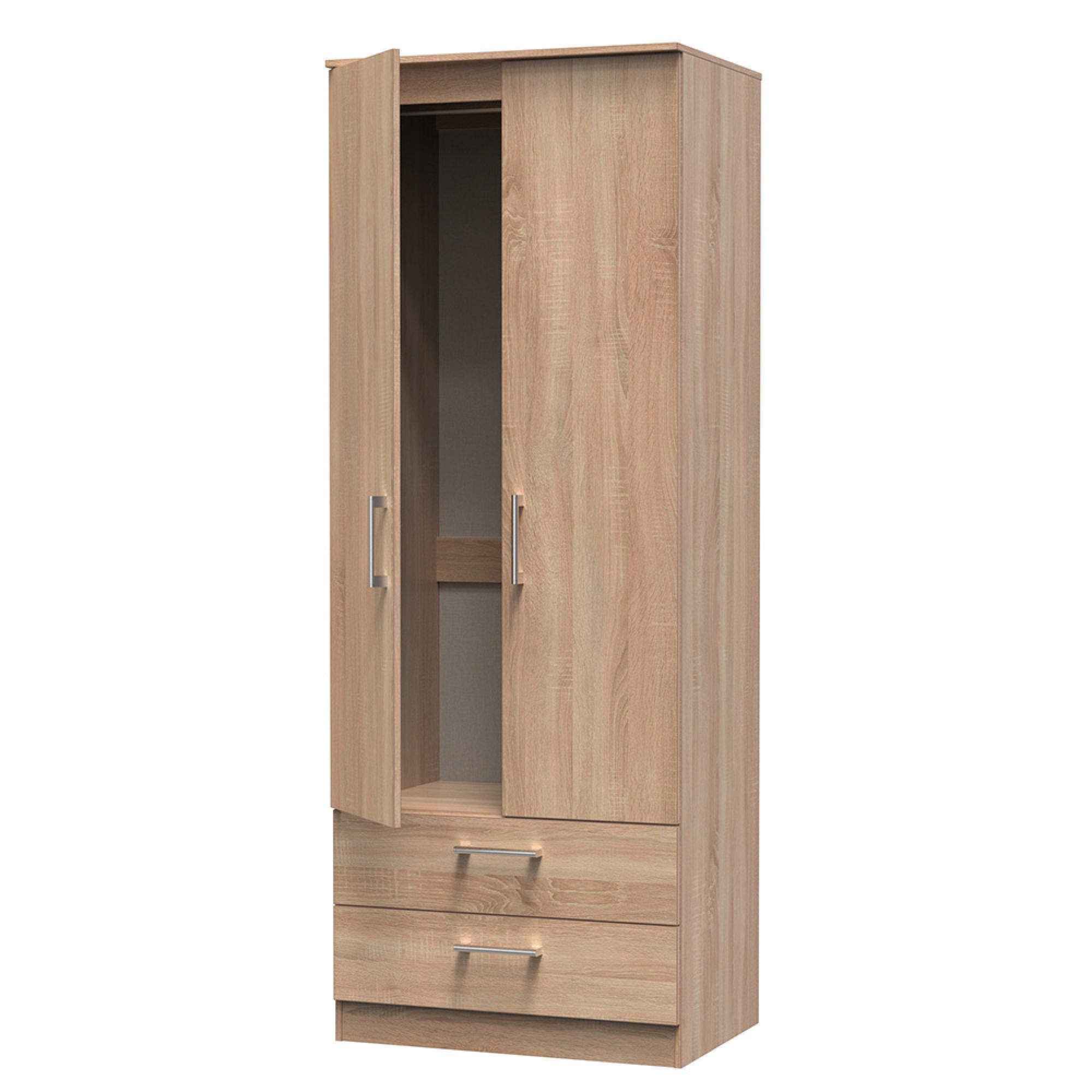 Devon Double Wardrobe - 2 Door - 2 Drawer - Oak