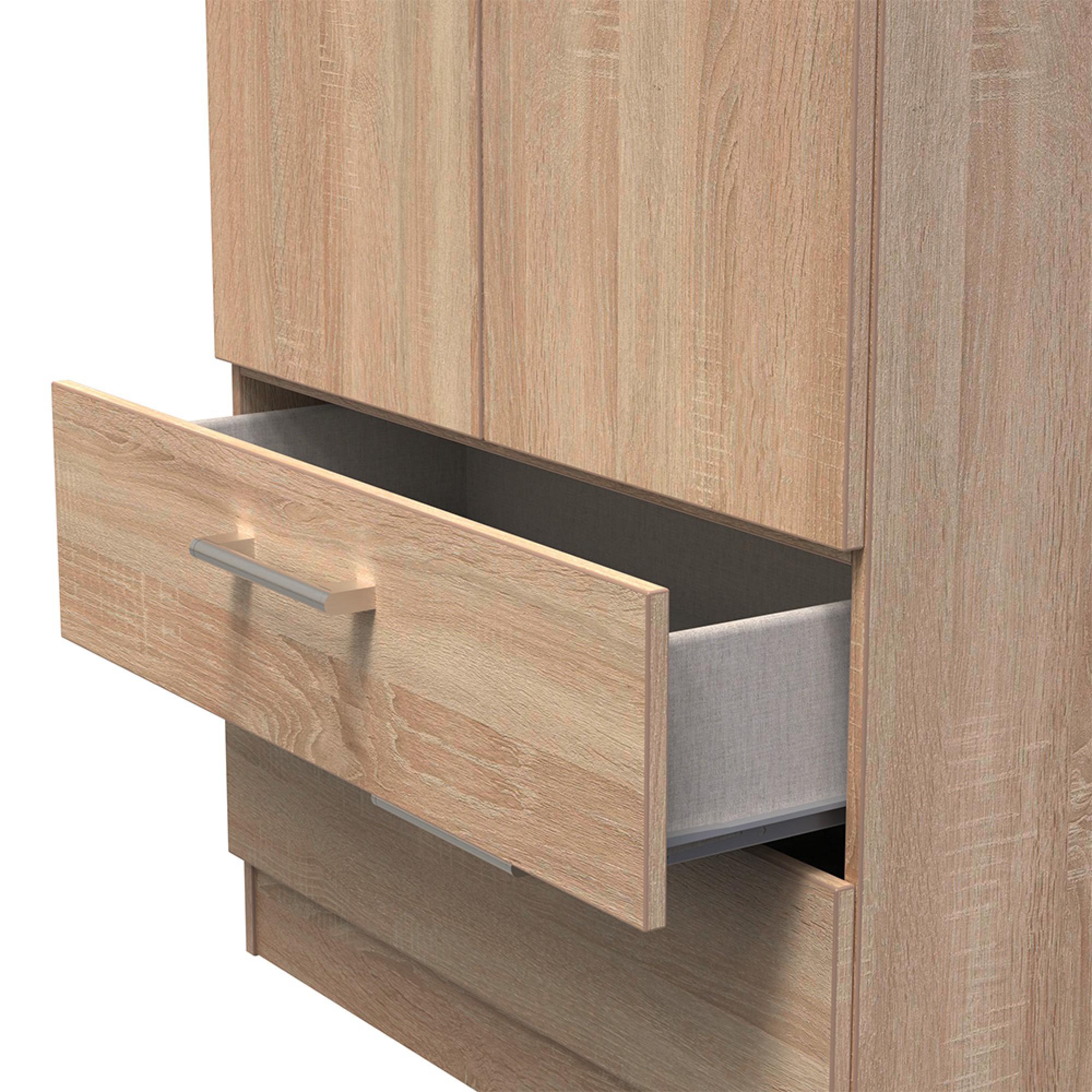 Devon Double Wardrobe - 2 Door - 2 Drawer - Oak