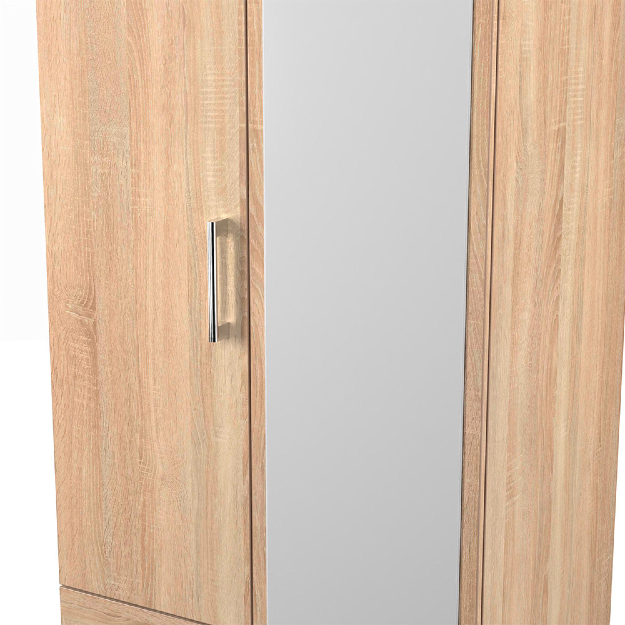 Devon Tall Combi Wardrobe - 2 Door - 1 Mirror - Oak