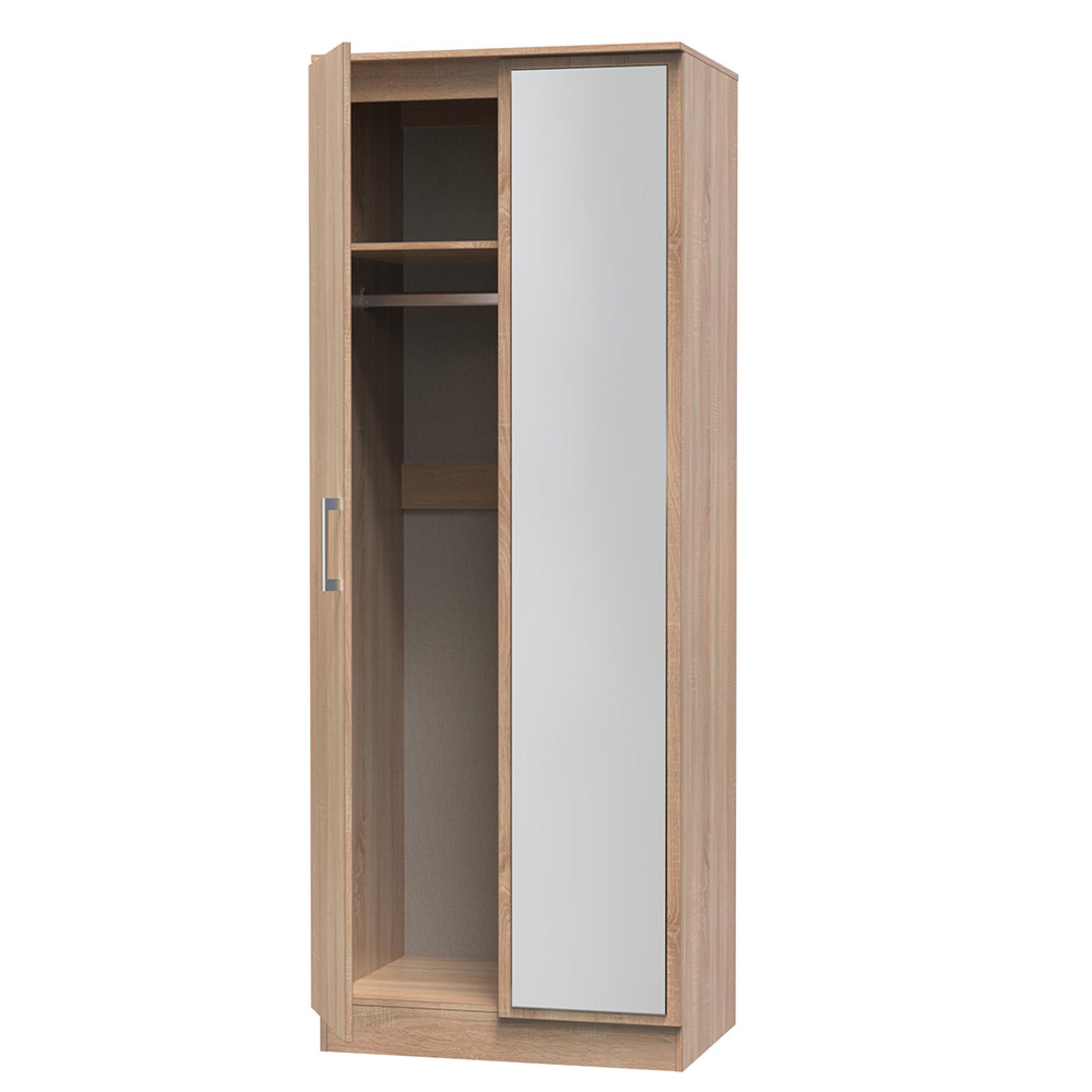 Devon Tall Wardrobe - 2 Door - 1 Mirror - Oak