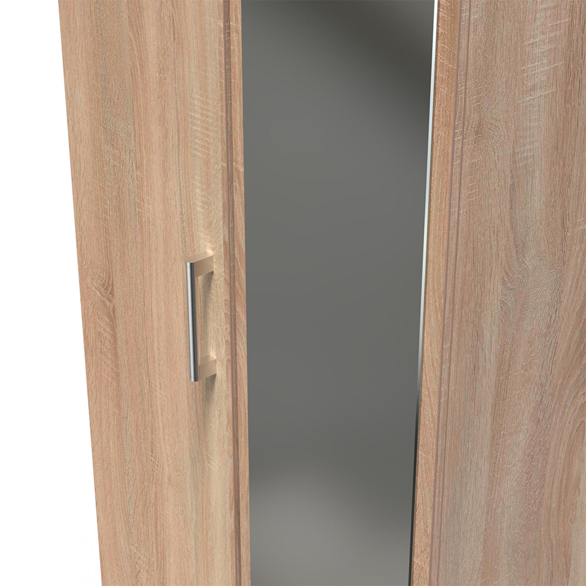 Devon Tall Wardrobe - 2 Door - 1 Mirror - Oak