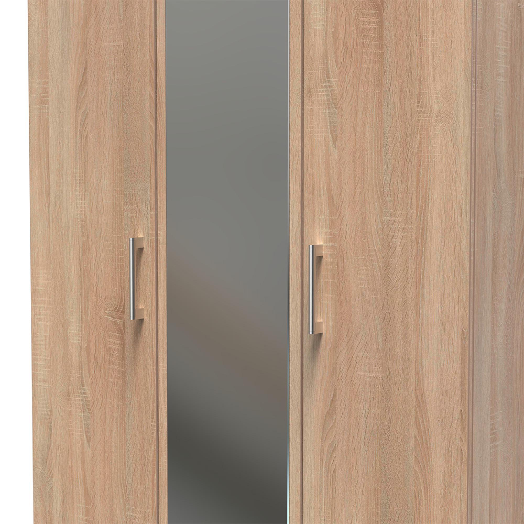 Devon Triple Wardrobe - 3 Door - 1 Mirror - Oak