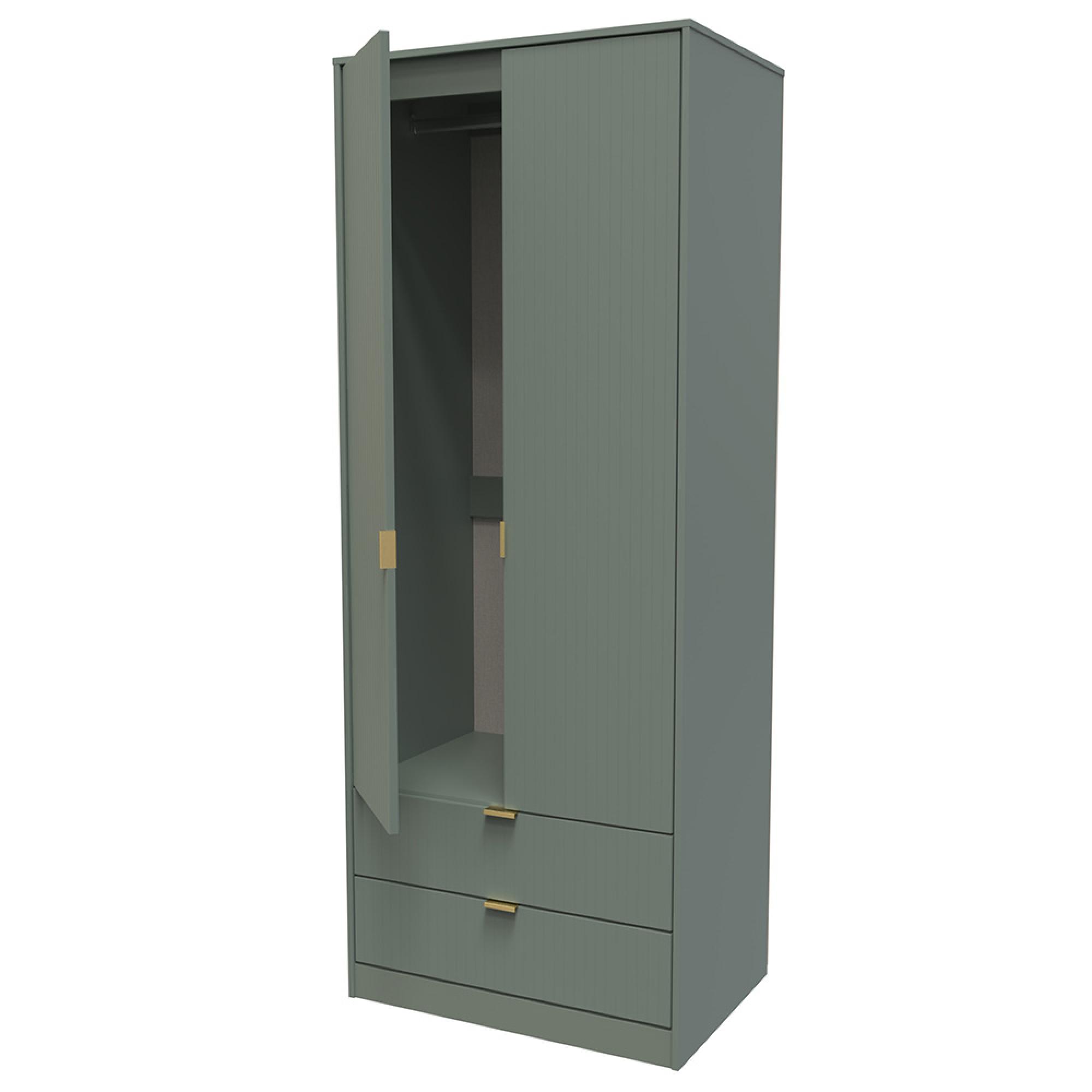 Nashville Wardrobe - 2 Door - 2 Drawer - Tall - Green