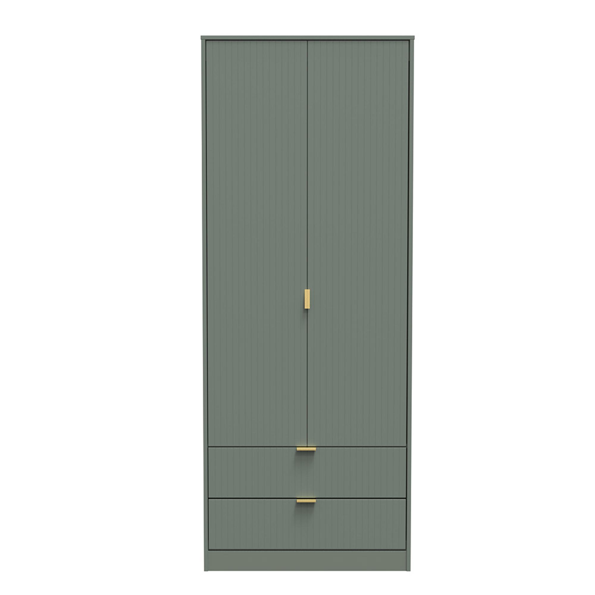 Nashville Wardrobe - 2 Door - 2 Drawer - Tall - Green