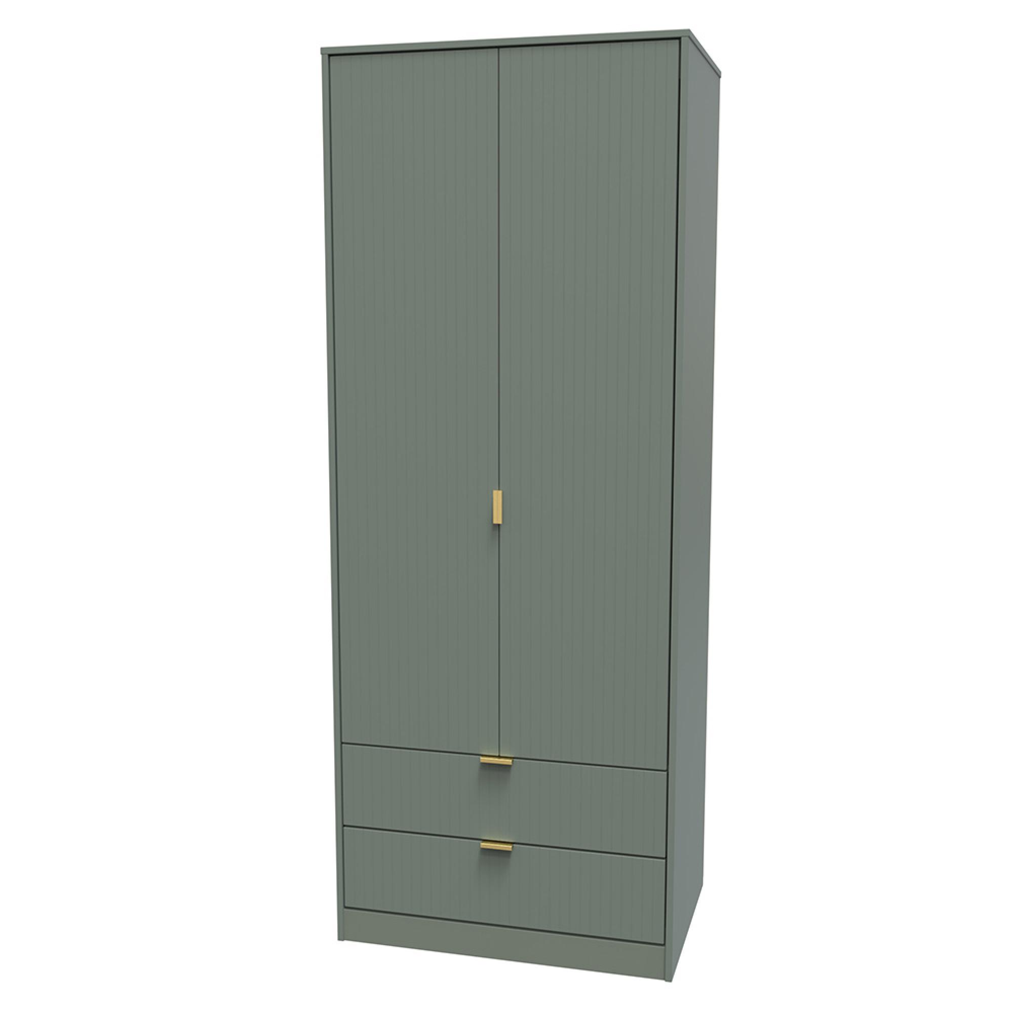 Nashville Wardrobe - 2 Door - 2 Drawer - Tall - Green