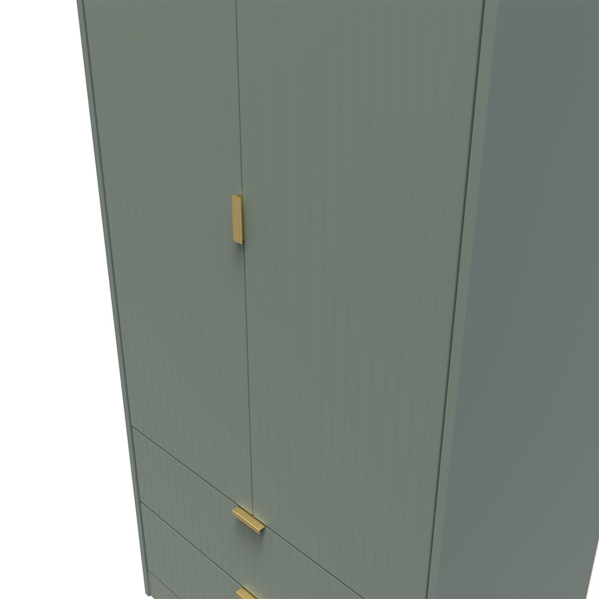 Nashville Wardrobe - 2 Door - 2 Drawer - Tall - Green