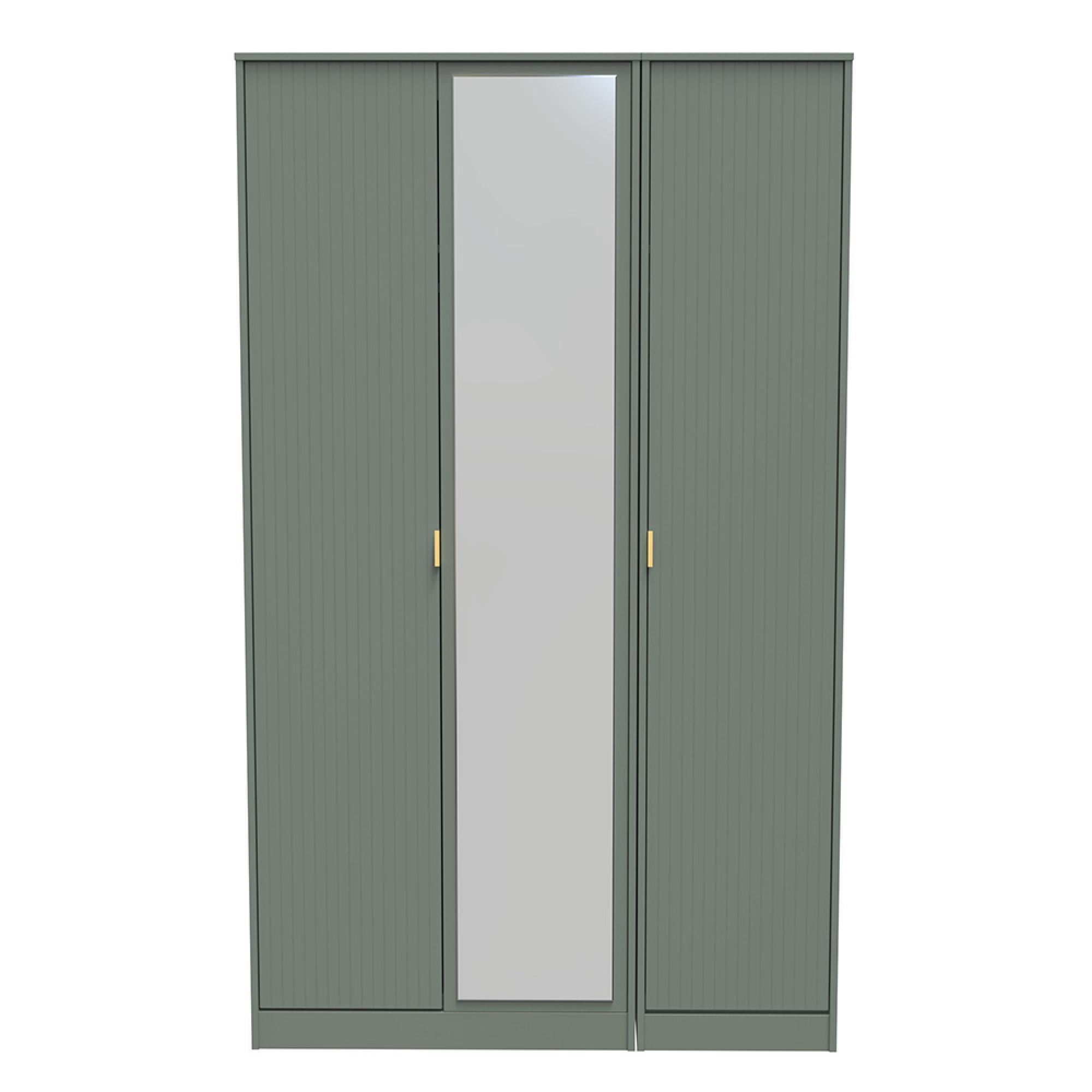 Nashville Wardrobe - 3 Door - 1 Mirror - Tall - Triple - Green