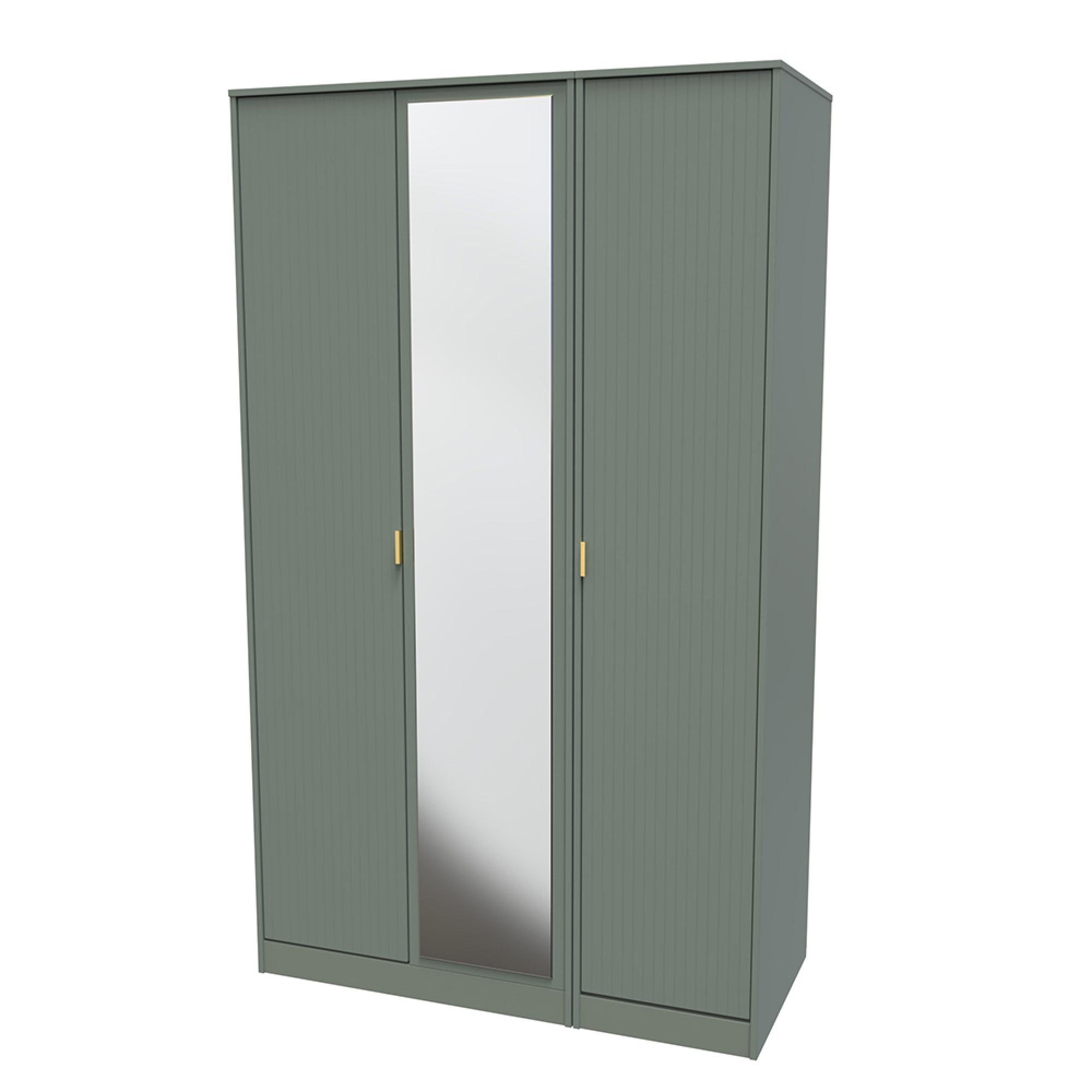 Nashville Wardrobe - 3 Door - 1 Mirror - Tall - Triple - Green