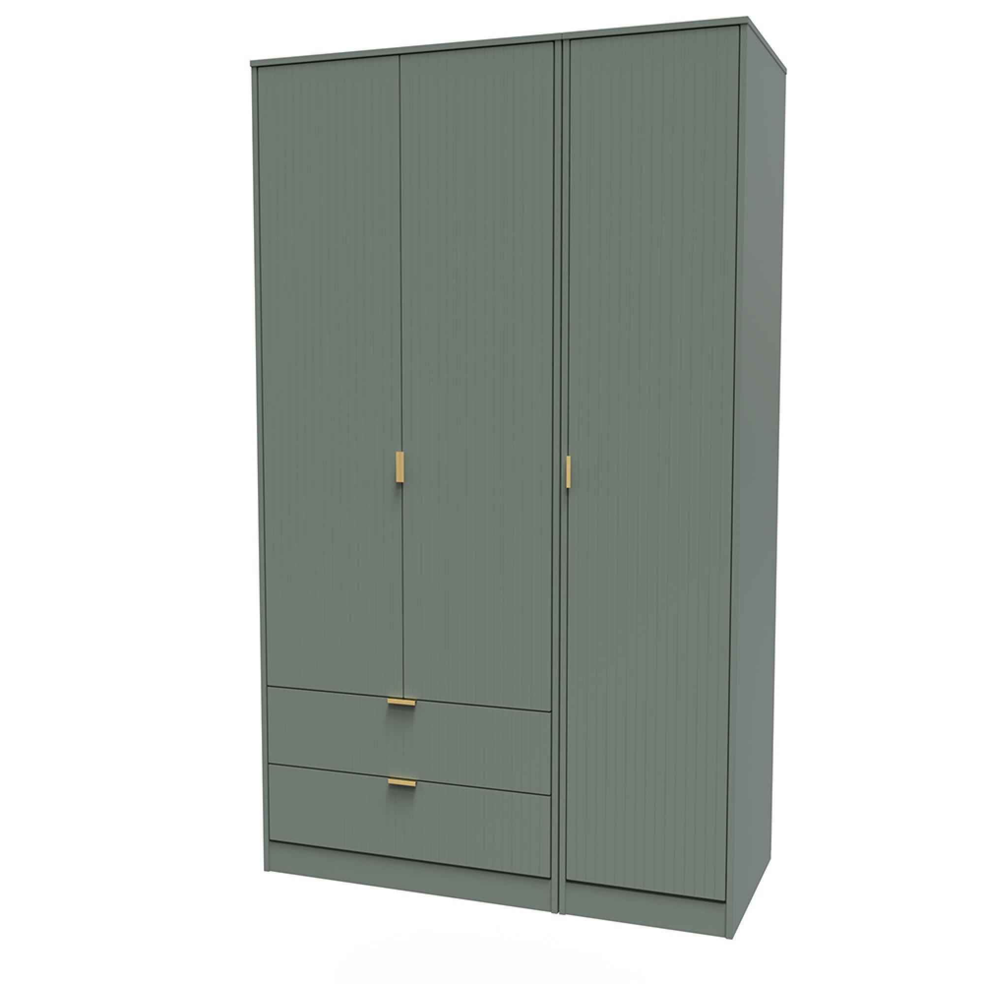 Nashville Wardrobe - 3 Door - LHF 2 Drawer - Tall - Triple - Green