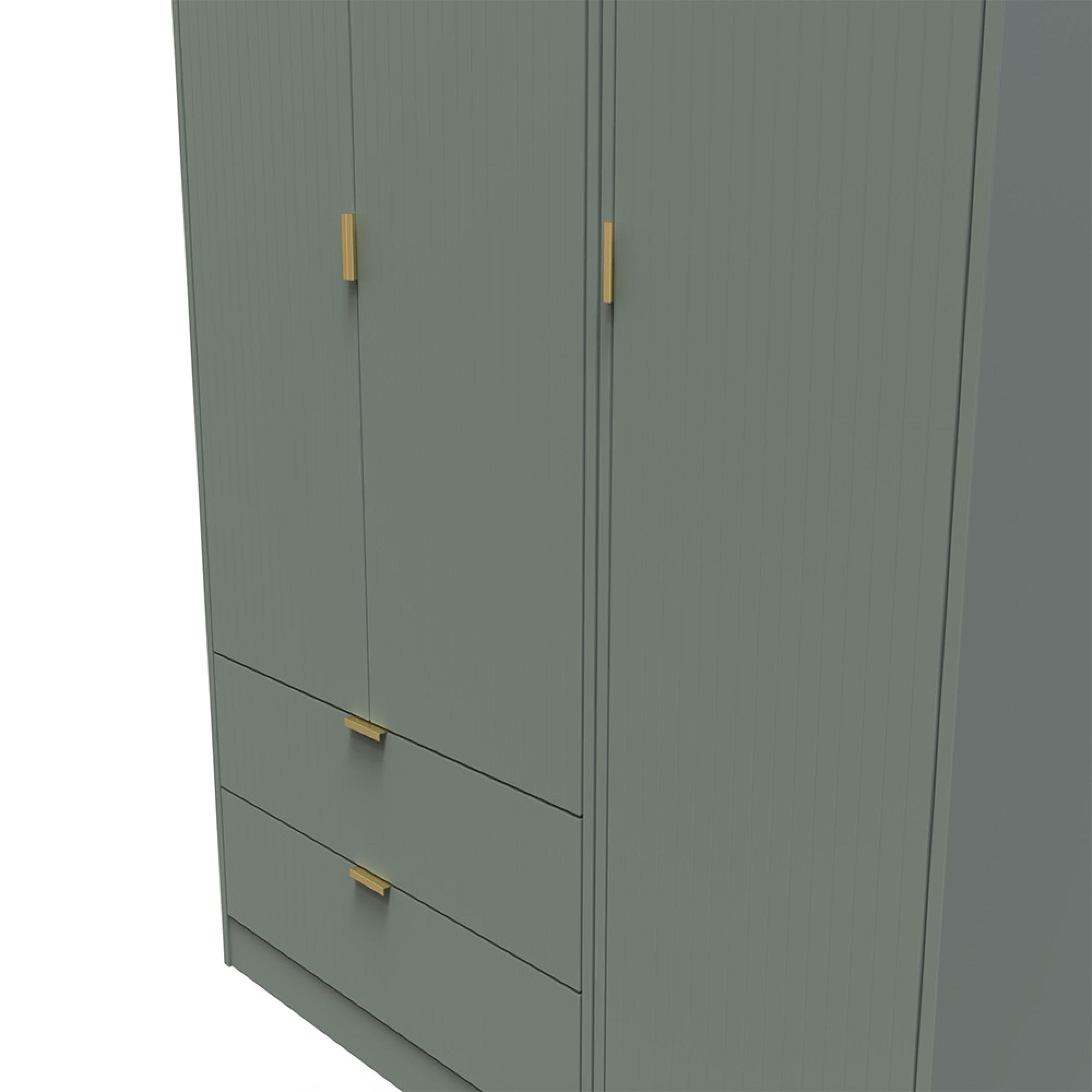 Nashville Wardrobe - 3 Door - LHF 2 Drawer - Tall - Triple - Green