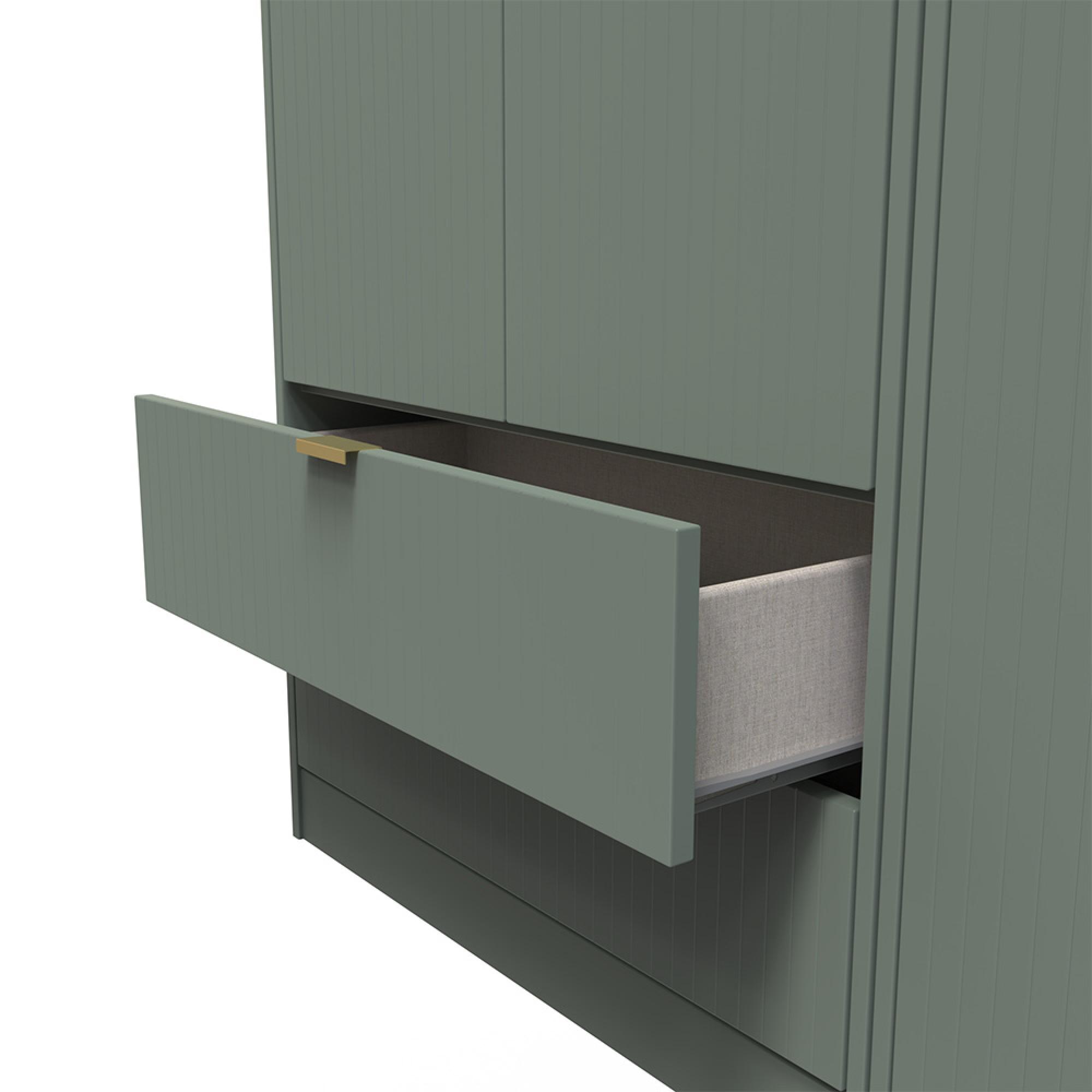 Nashville Wardrobe - 3 Door - LHF 2 Drawer - Tall - Triple - Green