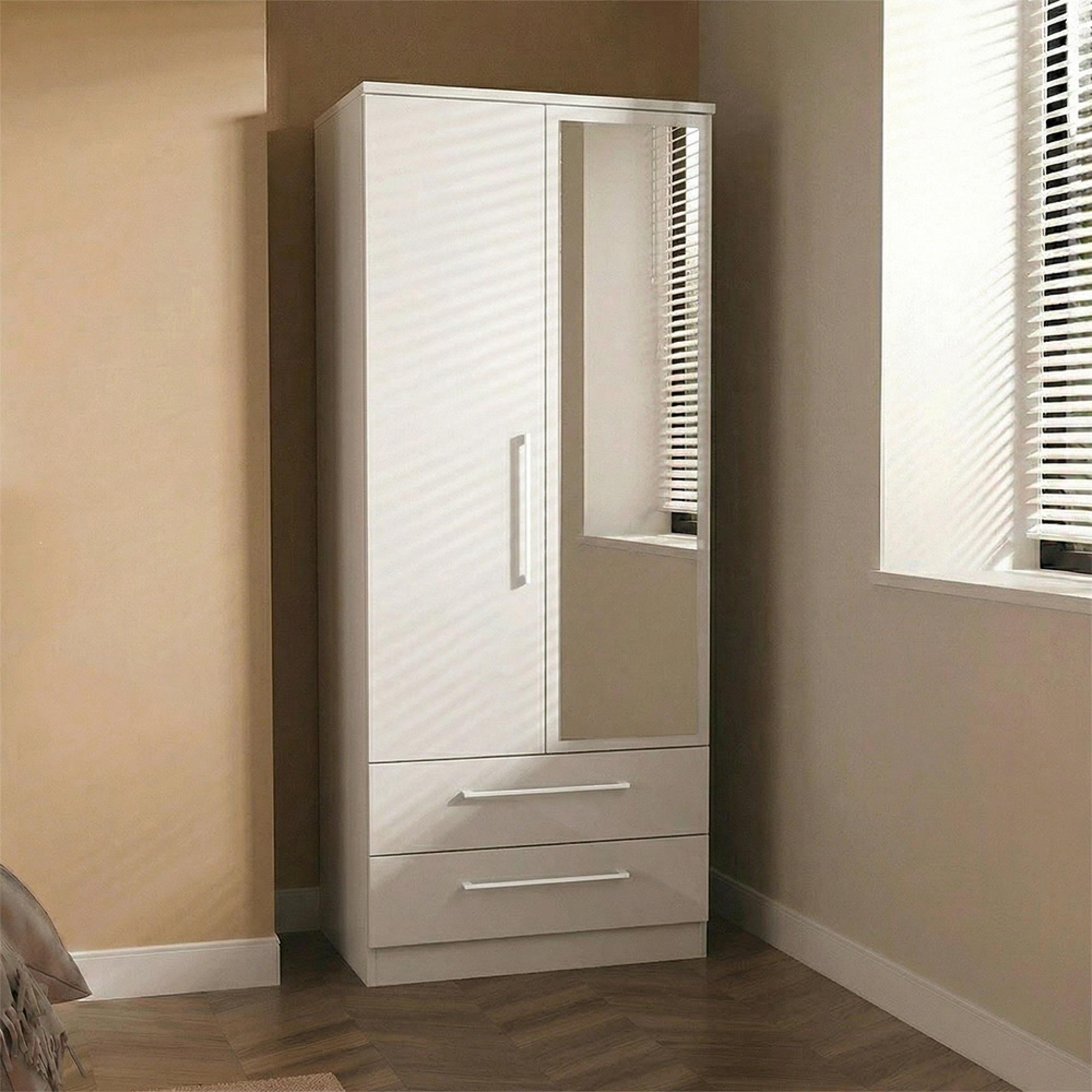 Worcester Wardrobe - 2 Door - 1 Mirror - Tall - Combi - White