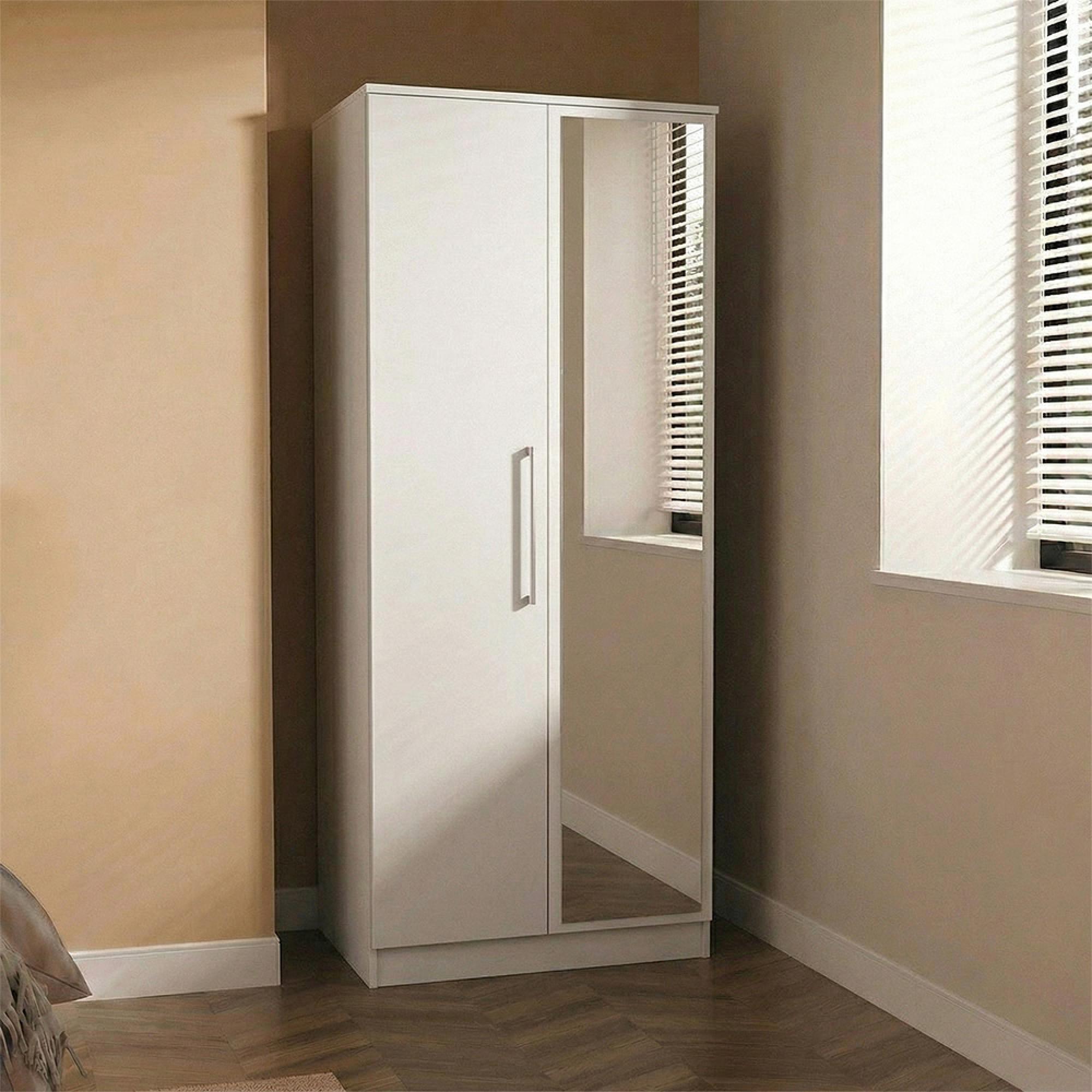 Worcester Wardrobe - 2 Door - 1 Mirror - Tall - White
