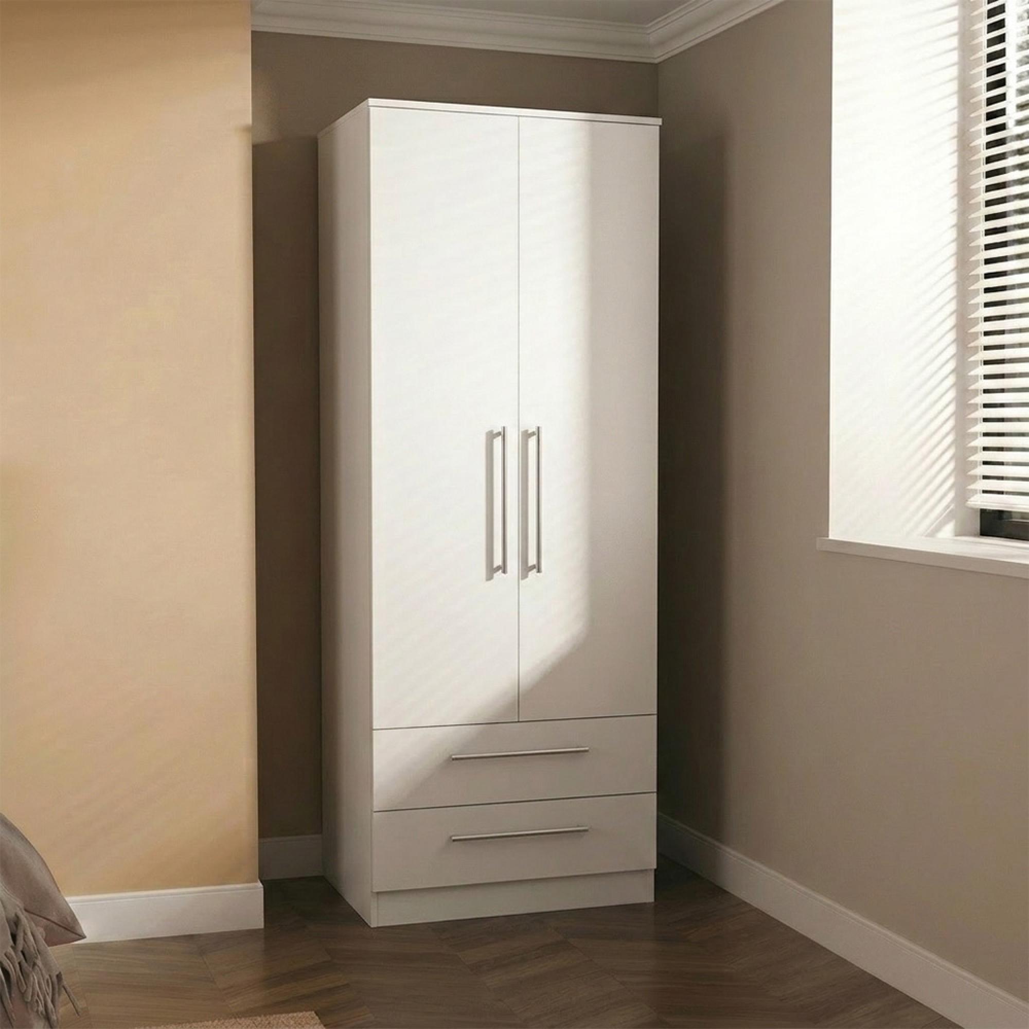 Worcester Wardrobe - 2 Door - 2 Drawer - Tall - White