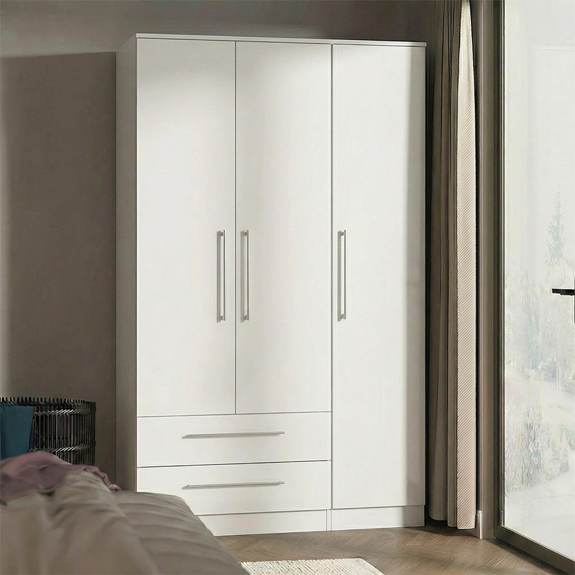Worcester Wardrobe - 3 Door - LHF 2 Drawers - Tall - Triple - White