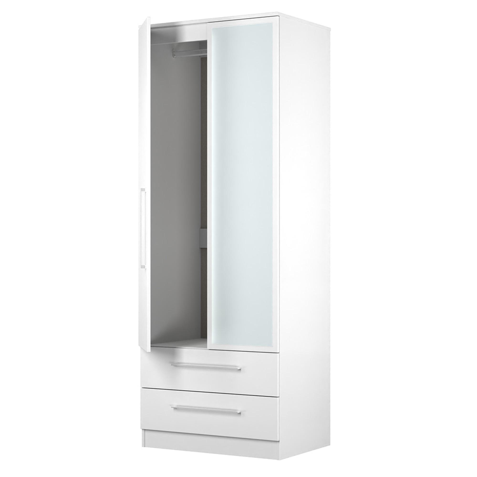 Worcester Wardrobe - 2 Door - 1 Mirror - Tall - Combi - White
