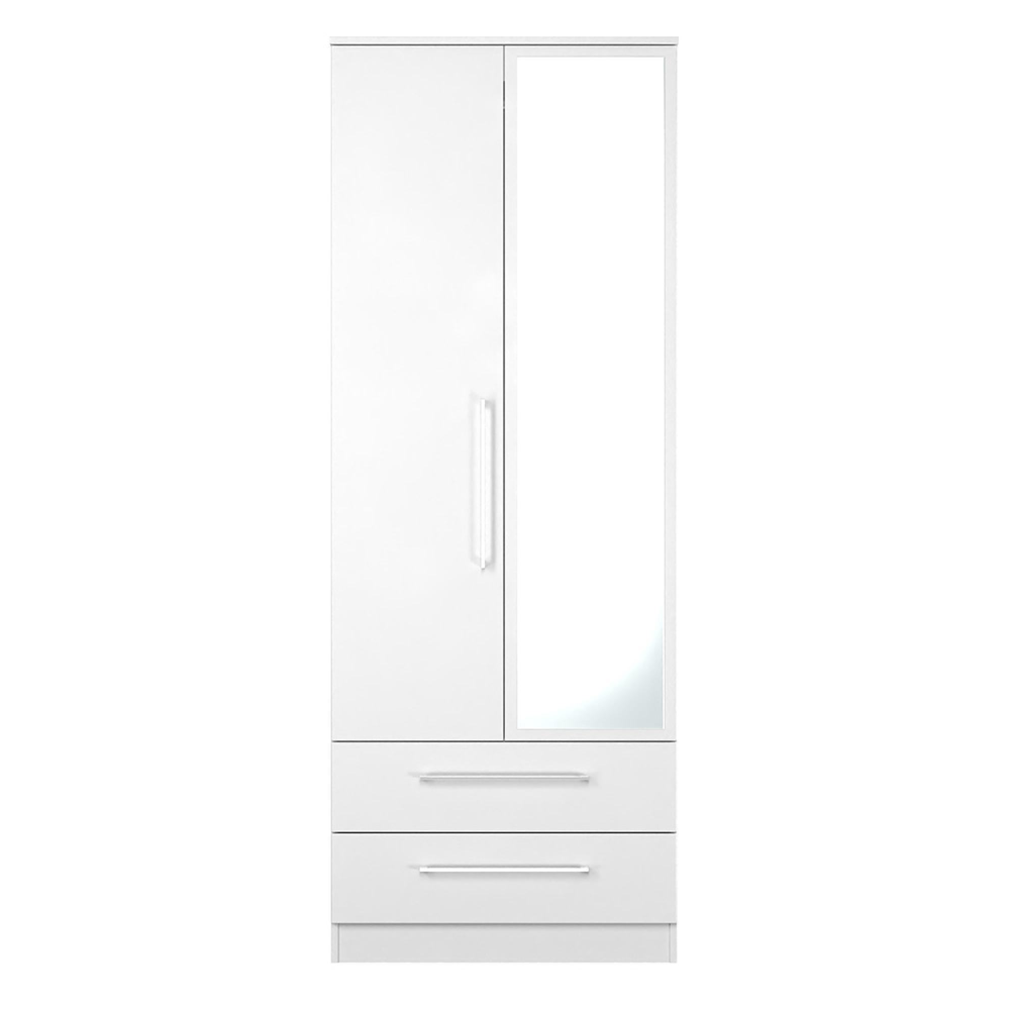 Worcester Wardrobe - 2 Door - 1 Mirror - Tall - Combi - White