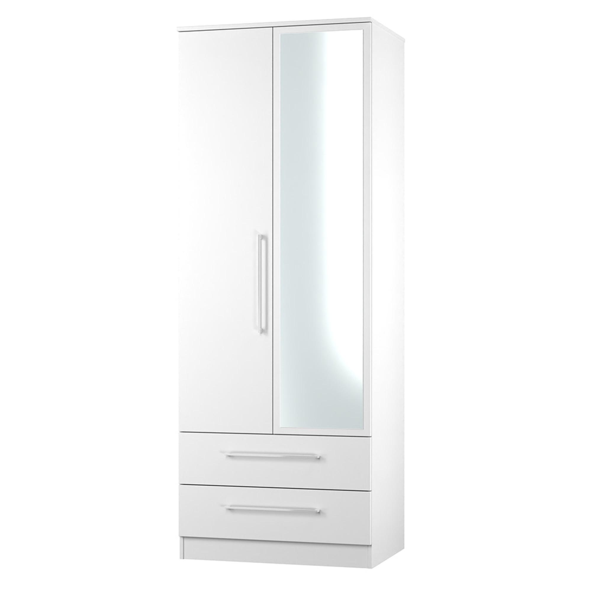 Worcester Wardrobe - 2 Door - 1 Mirror - Tall - Combi - White