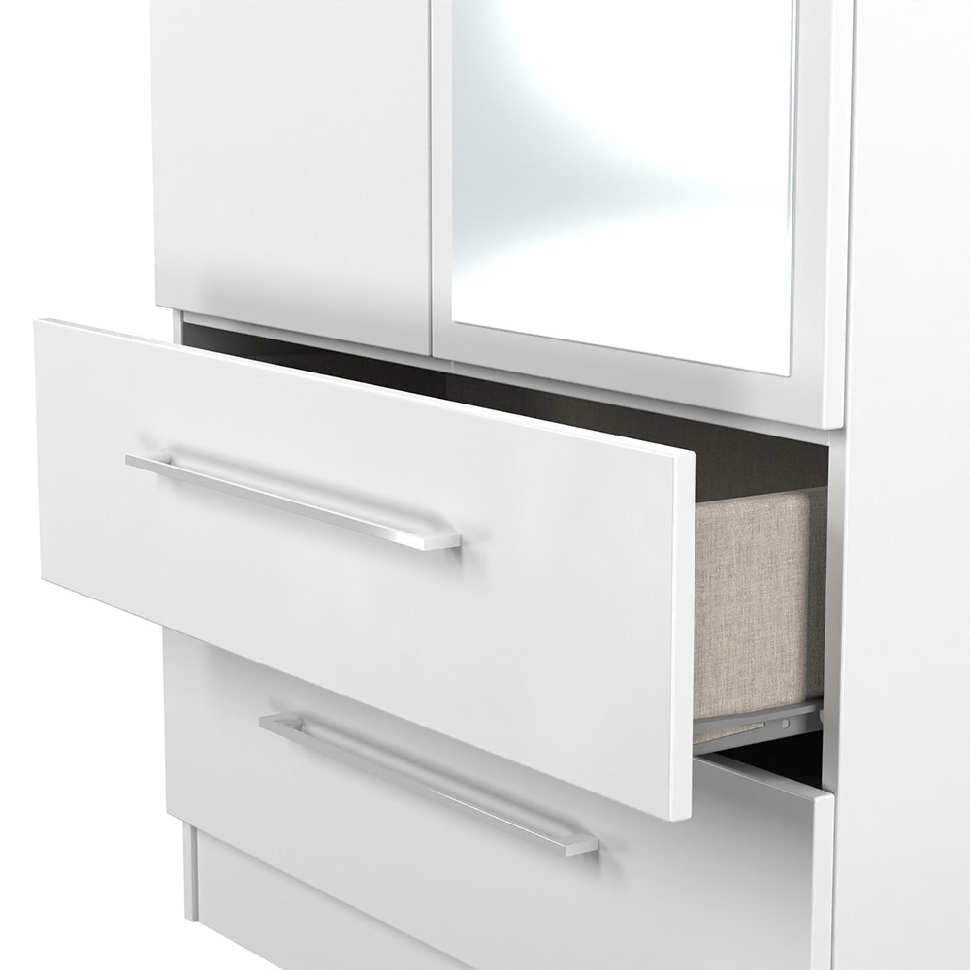 Worcester Wardrobe - 2 Door - 1 Mirror - Tall - Combi - White