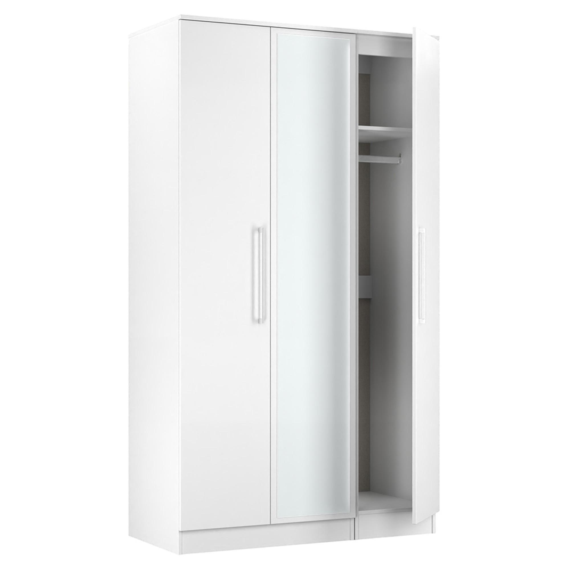 Worcester Wardrobe - 3 Door - 1 Mirror - Tall - Triple - White