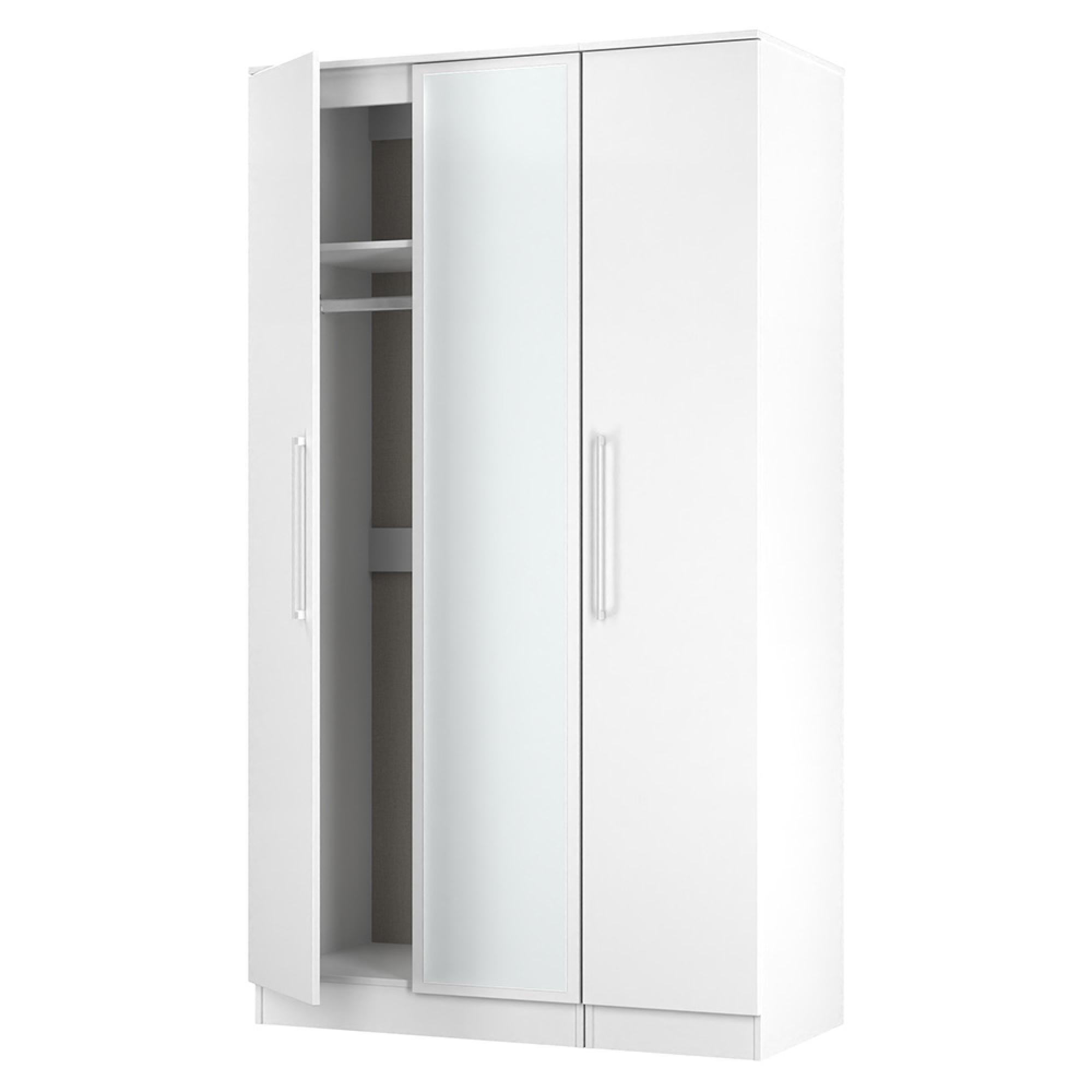 Worcester Wardrobe - 3 Door - 1 Mirror - Tall - Triple - White