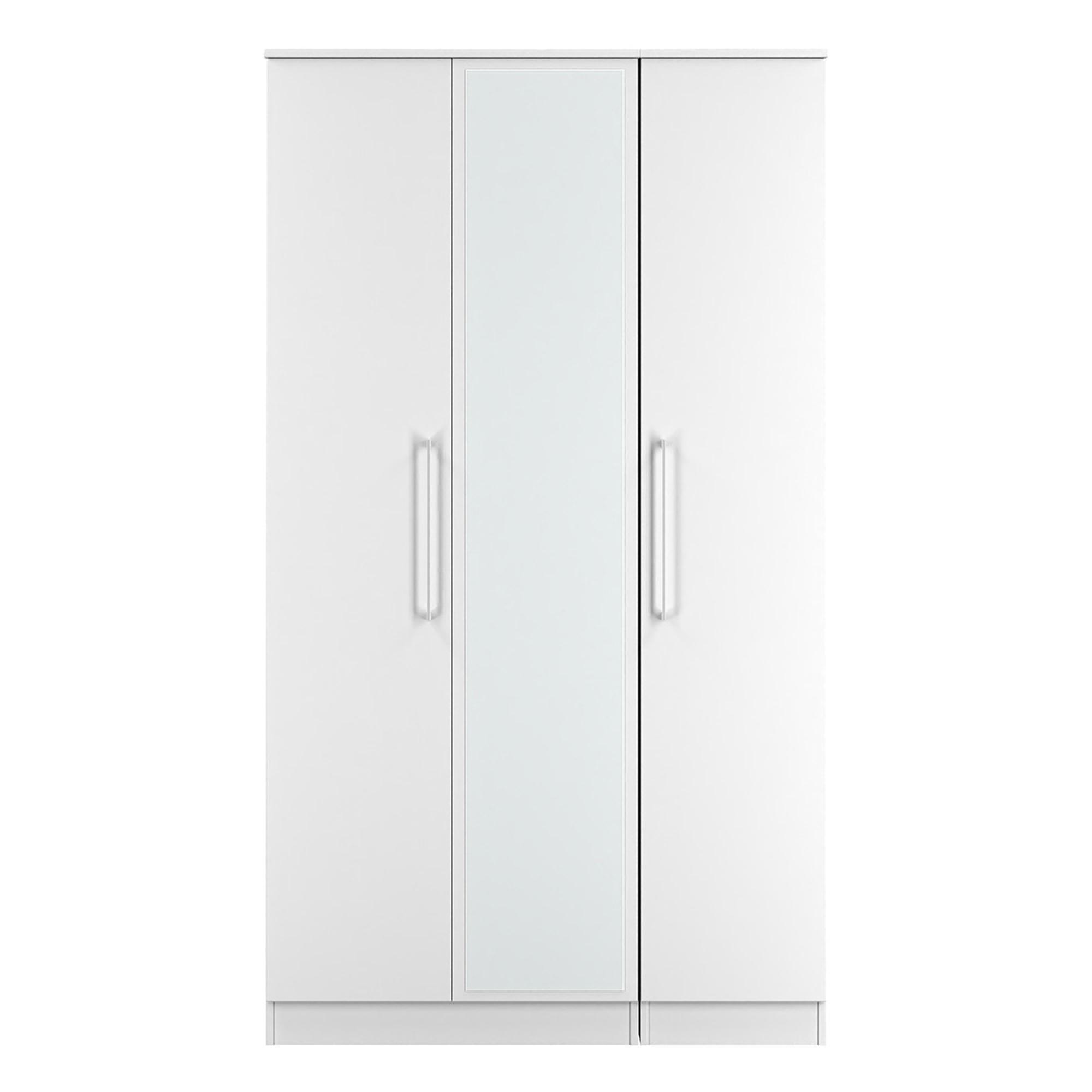 Worcester Wardrobe - 3 Door - 1 Mirror - Tall - Triple - White