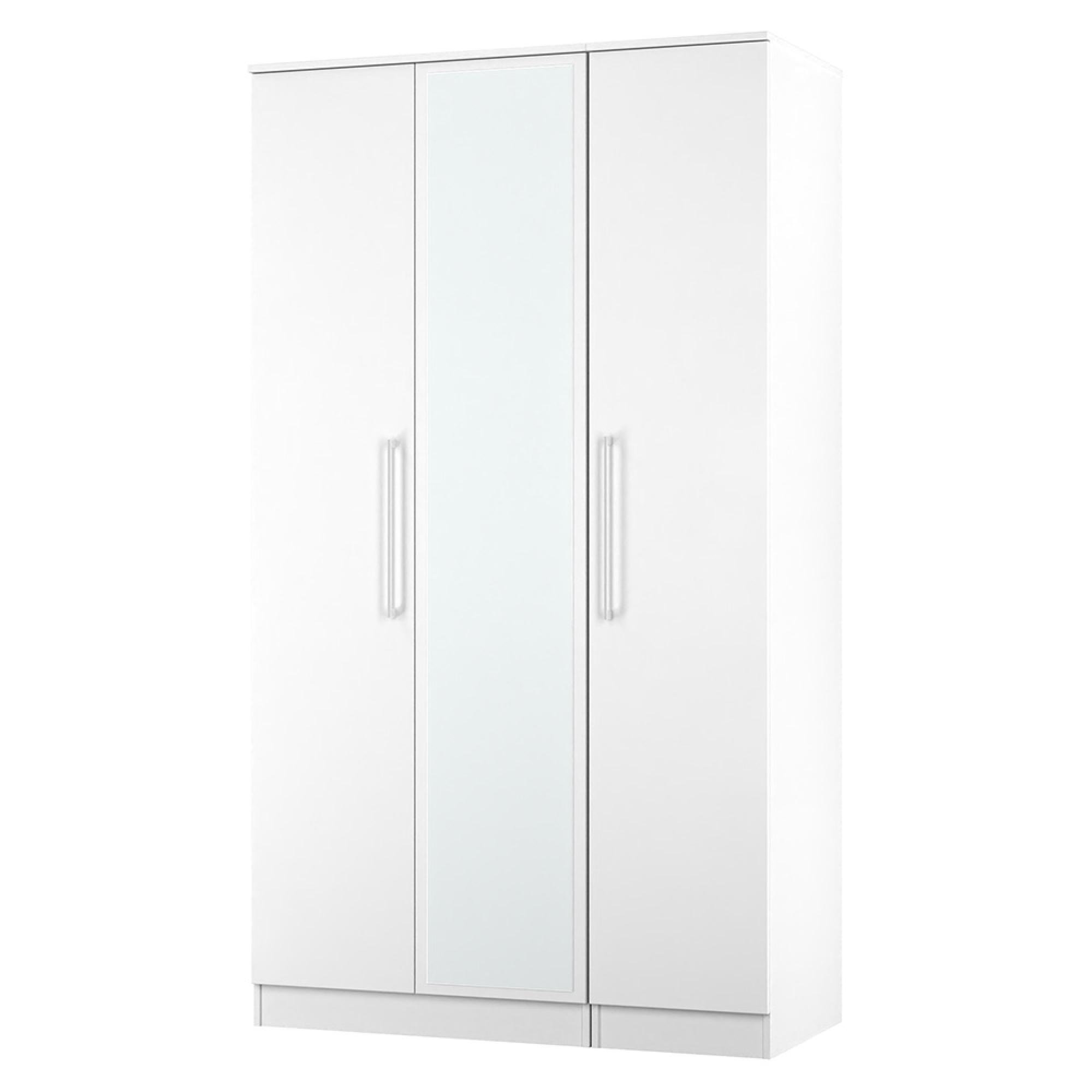 Worcester Wardrobe - 3 Door - 1 Mirror - Tall - Triple - White