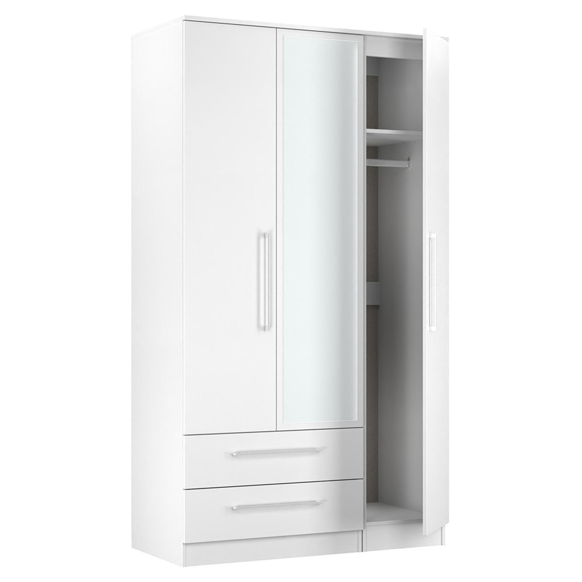 Worcester Wardrobe - 3 Door - LHF 2 Drawers - Tall - Combi - White