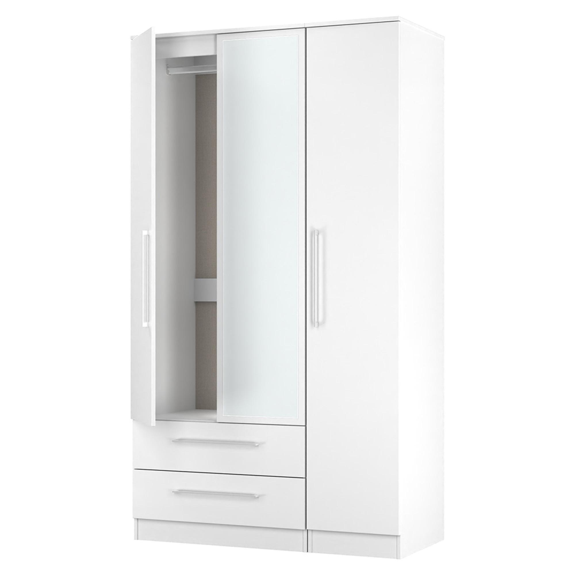 Worcester Wardrobe - 3 Door - LHF 2 Drawers - Tall - Combi - White