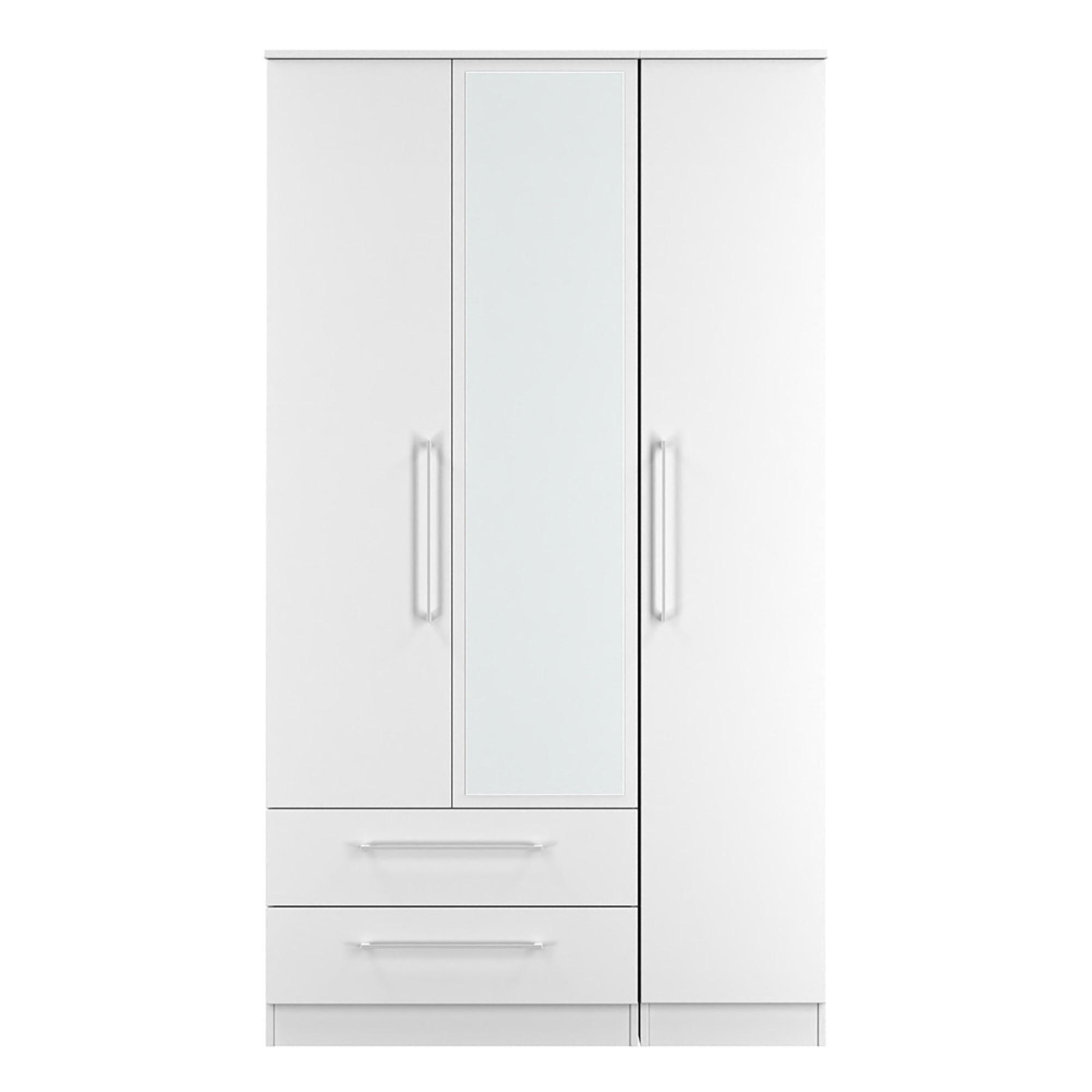 Worcester Wardrobe - 3 Door - LHF 2 Drawers - Tall - Combi - White
