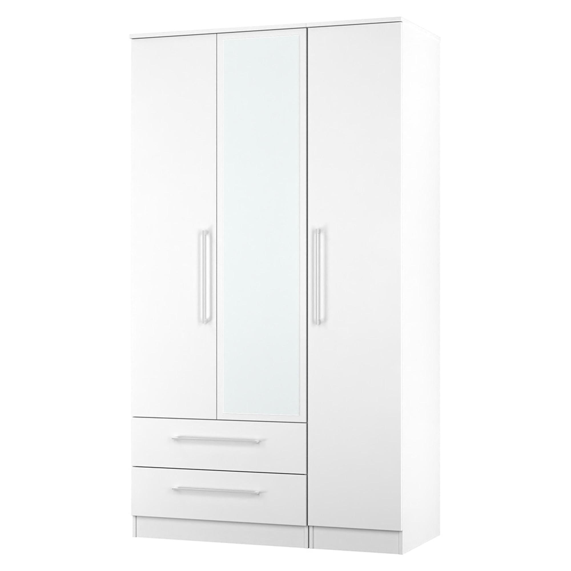 Worcester Wardrobe - 3 Door - LHF 2 Drawers - Tall - Combi - White