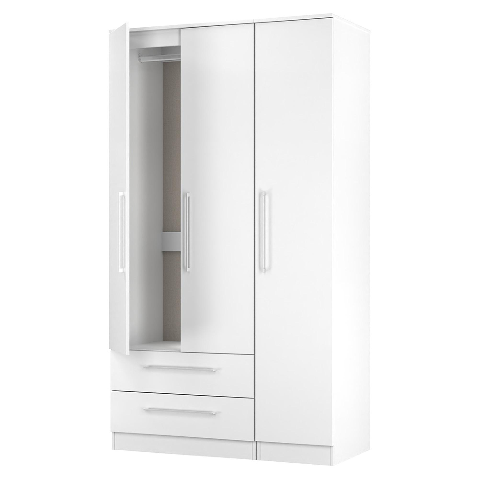 Worcester Wardrobe - 3 Door - LHF 2 Drawers - Tall - Triple - White