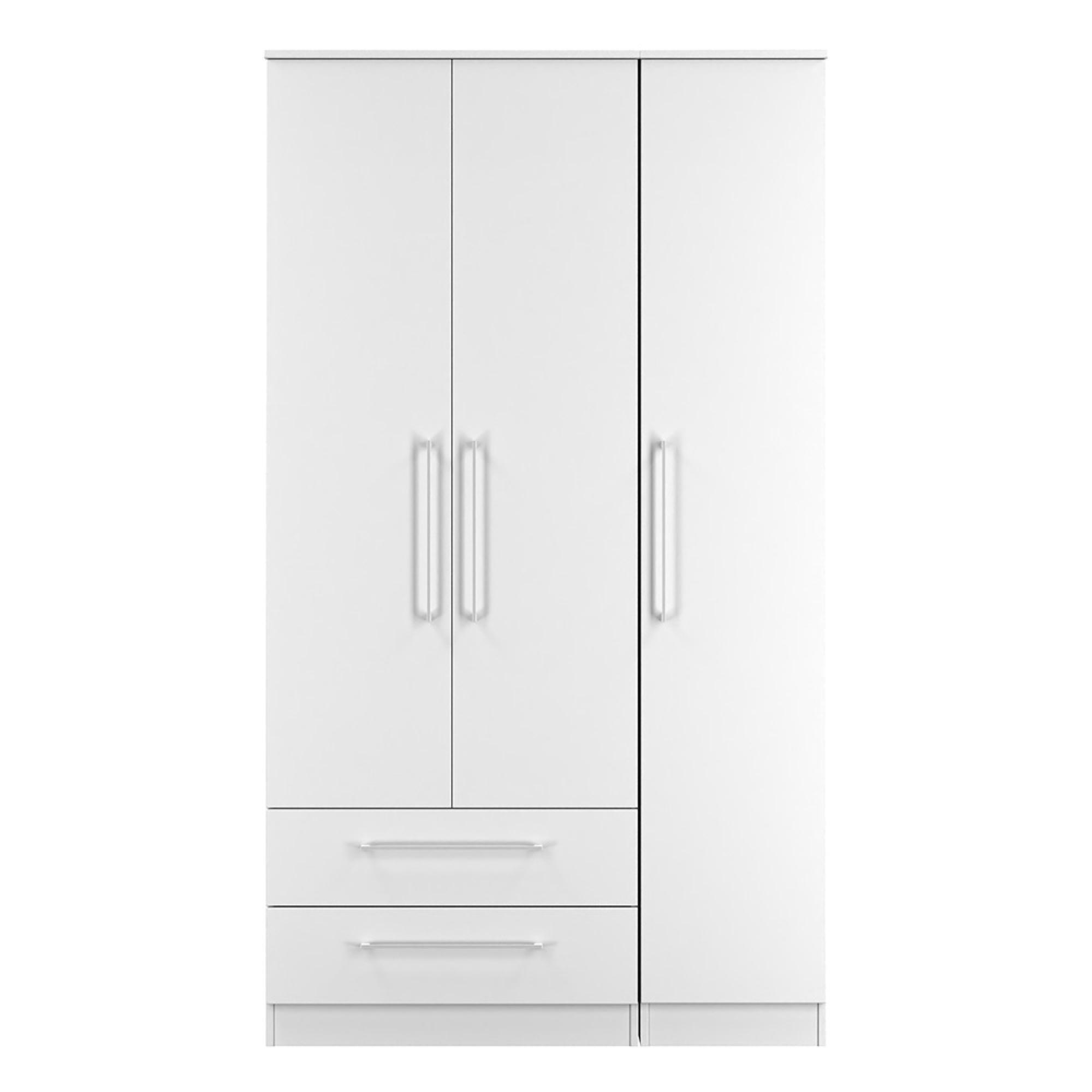 Worcester Wardrobe - 3 Door - LHF 2 Drawers - Tall - Triple - White
