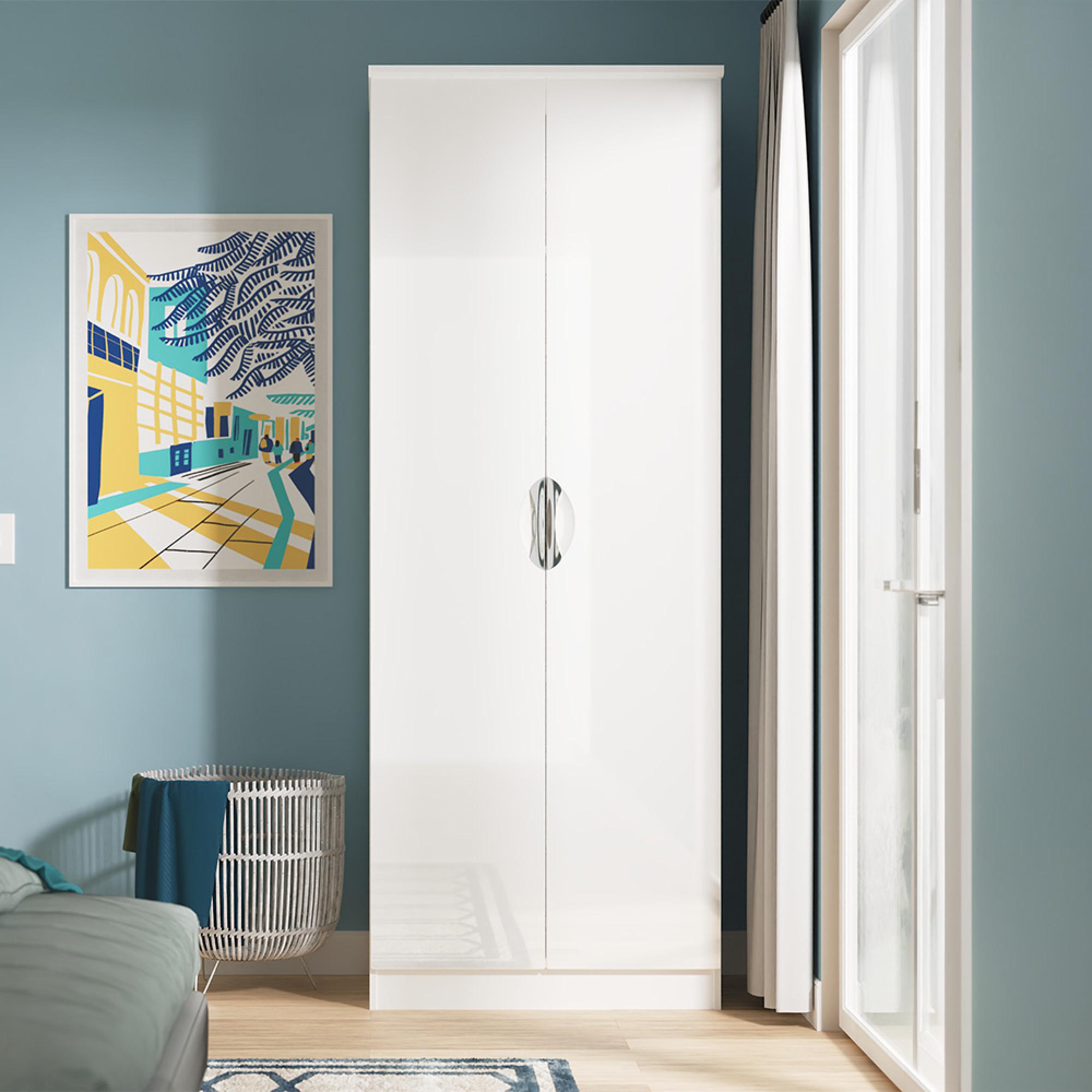 Camden Wardrobe - 2 Door - Plain Tall - White Gloss