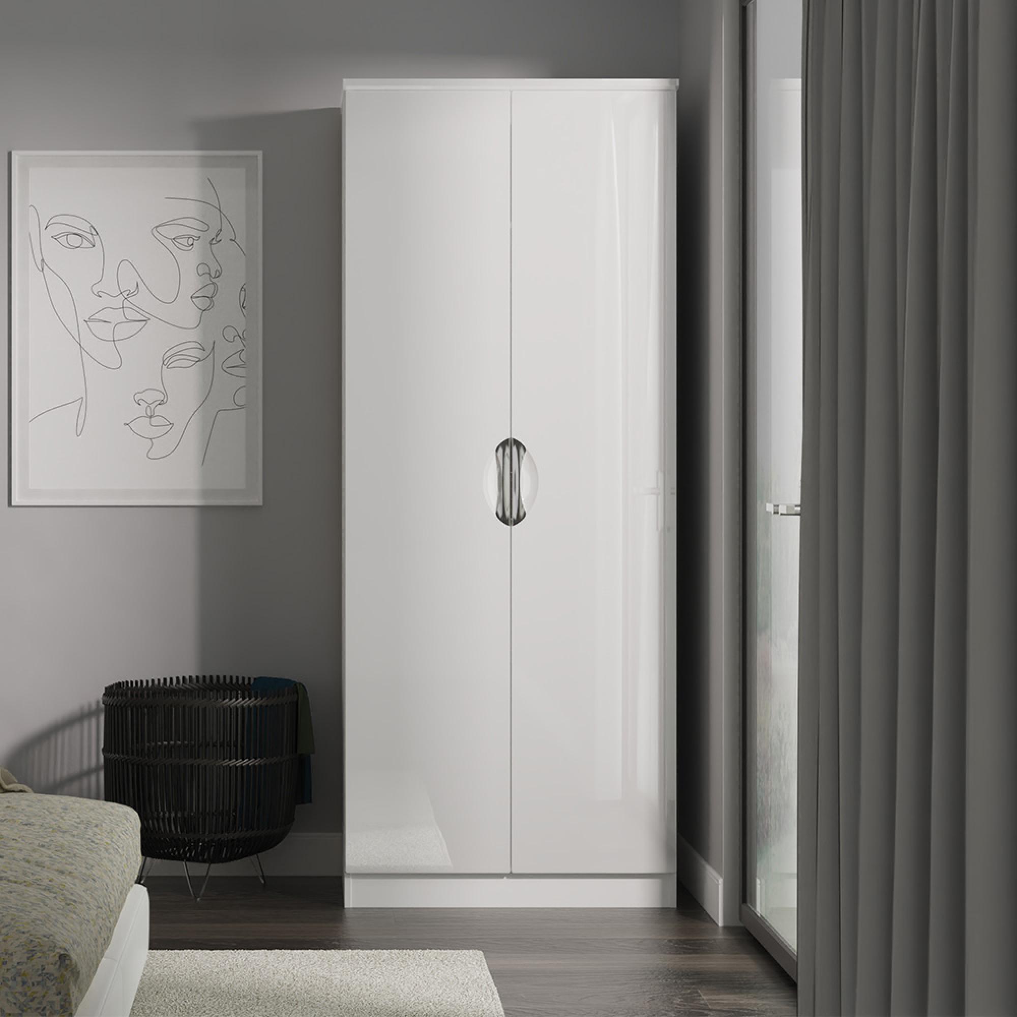 Camden Wardrobe - 2 Door - Plain - White Gloss
