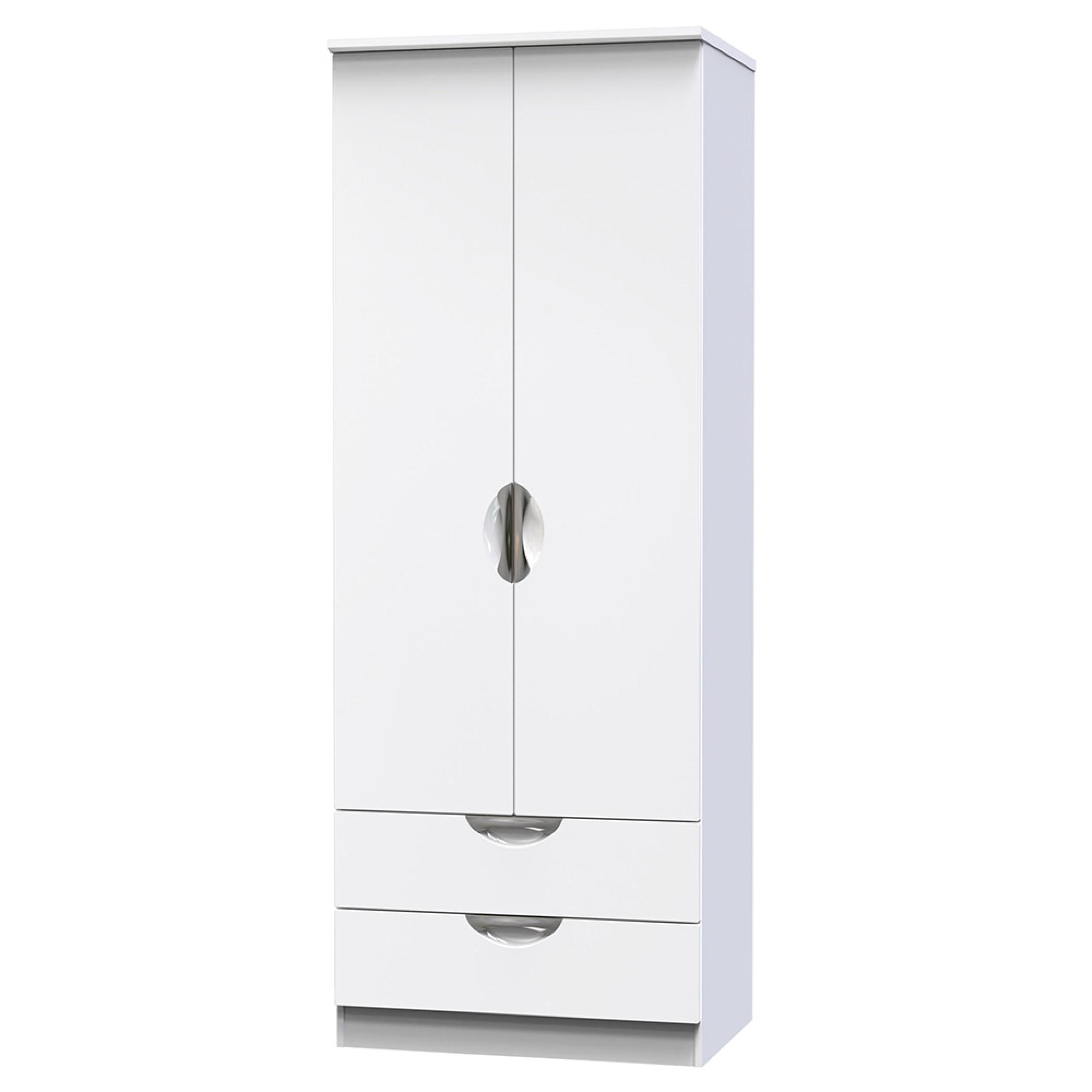 Camden Wardrobe - 2 Door - 2 Drawers - Tall - White Gloss