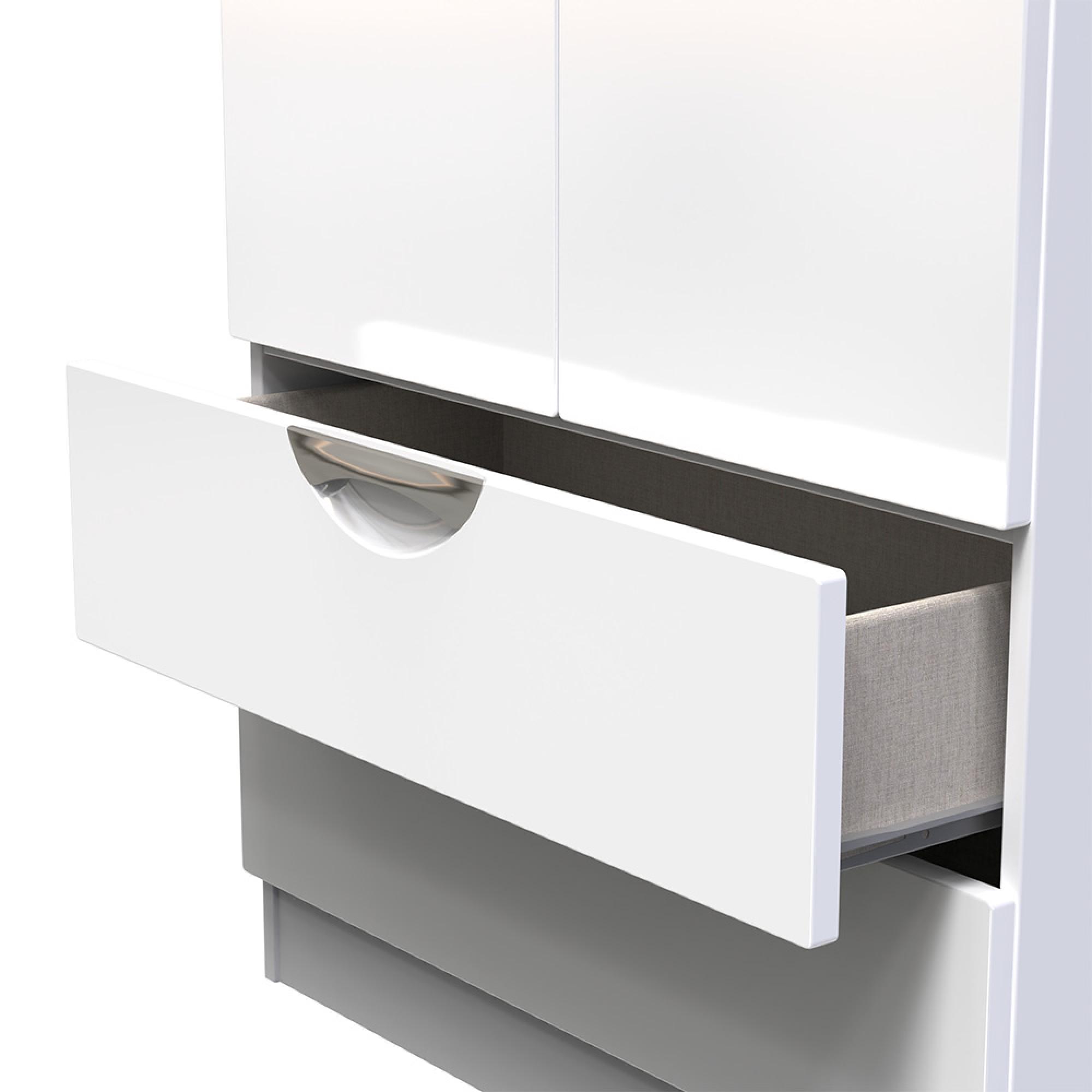 Camden Wardrobe - 2 Door - 2 Drawers - Tall - White Gloss