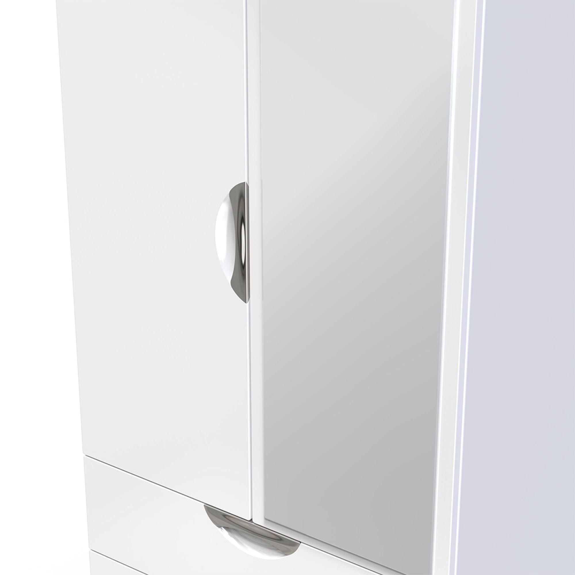 Camden Wardrobe - 2 Door - Combi with 1 Mirror - White Gloss