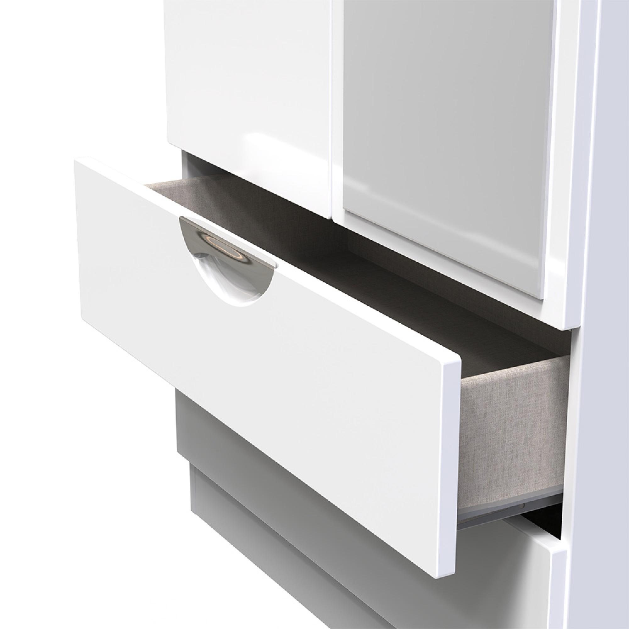 Camden Wardrobe - 2 Door - Combi with 1 Mirror - White Gloss
