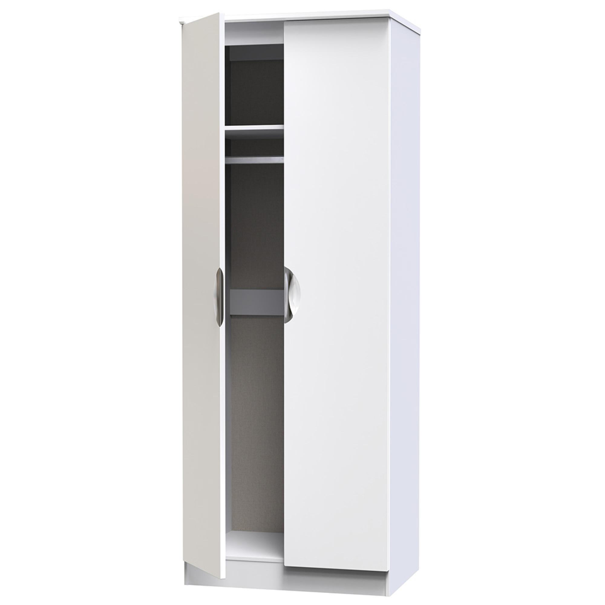 Camden Wardrobe - 2 Door - Plain Tall - White Gloss