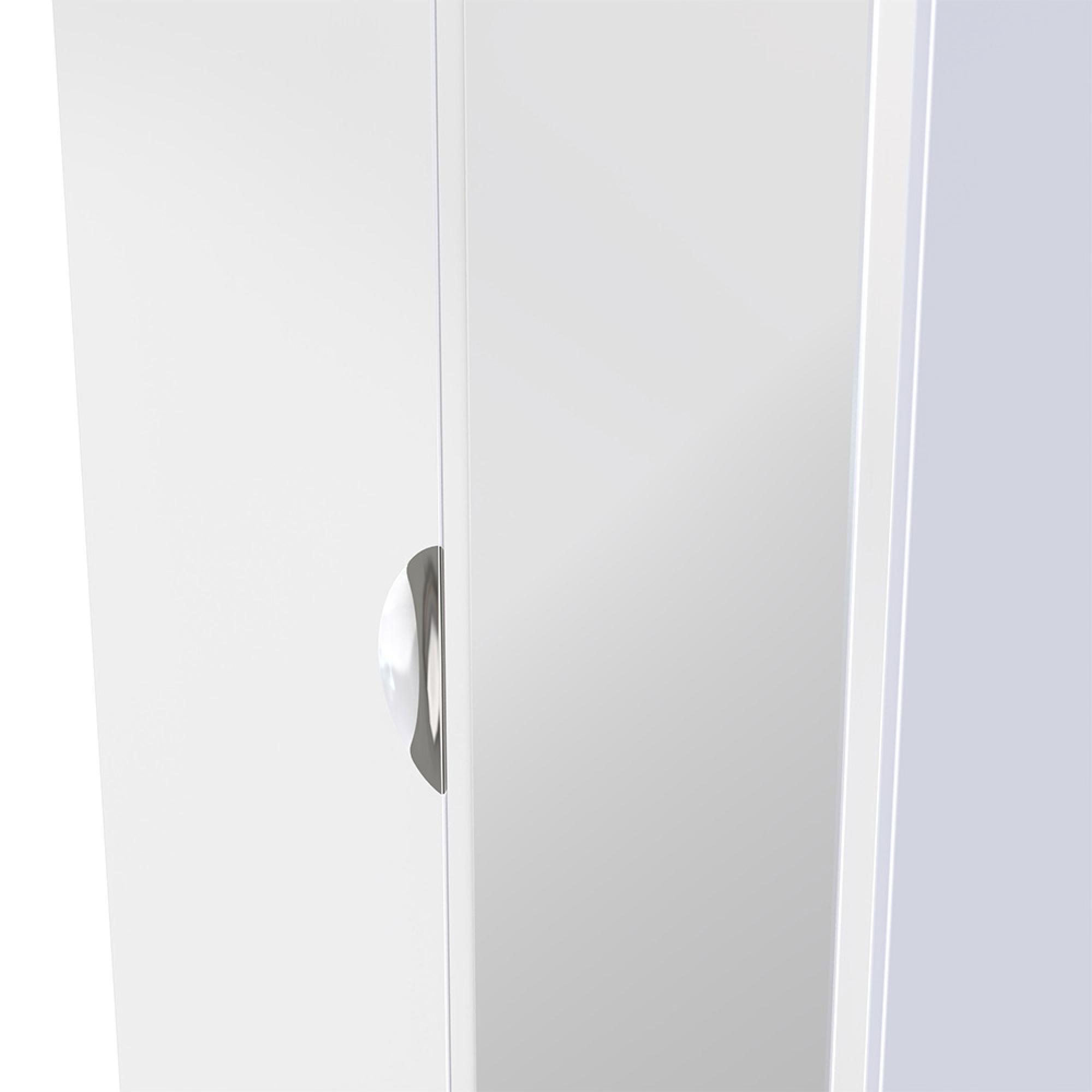 Camden Wardrobe - 2 Door Tall Combi with 1 Mirror - White Gloss