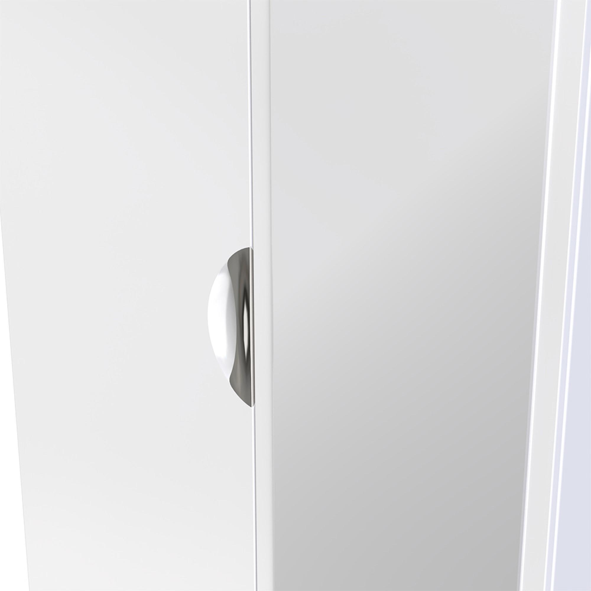 Camden Wardrobe - 2 Door Tall with 1 Mirror - White Gloss