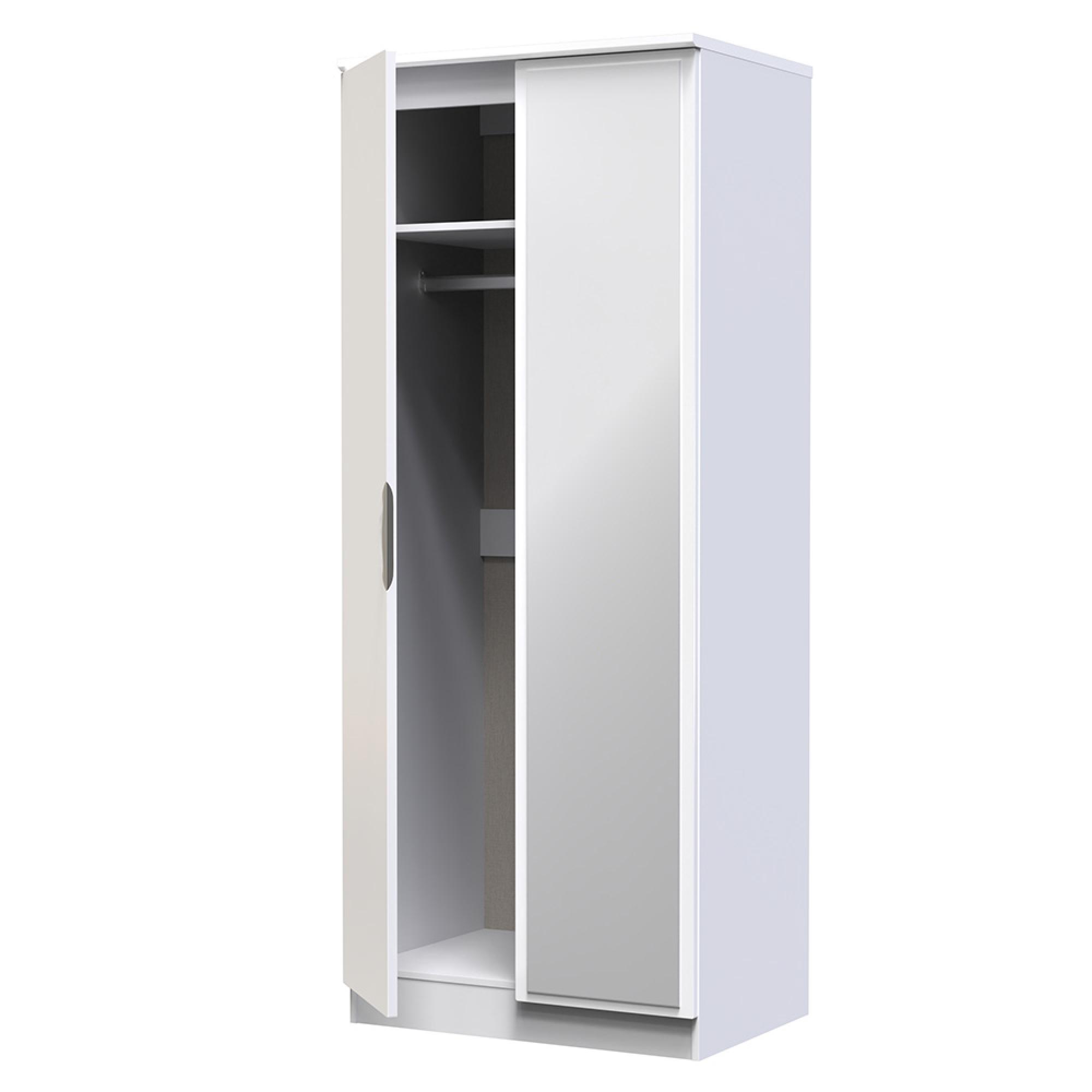 Camden Wardrobe - 2 Door with 1 Mirror - White Gloss