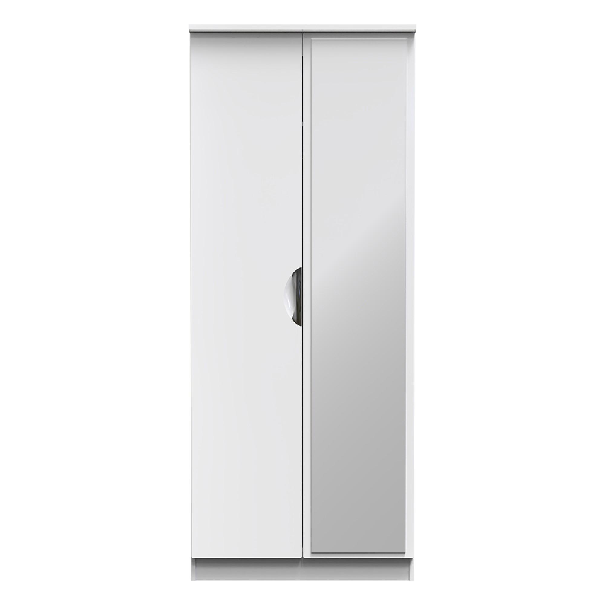 Camden Wardrobe - 2 Door with 1 Mirror - White Gloss