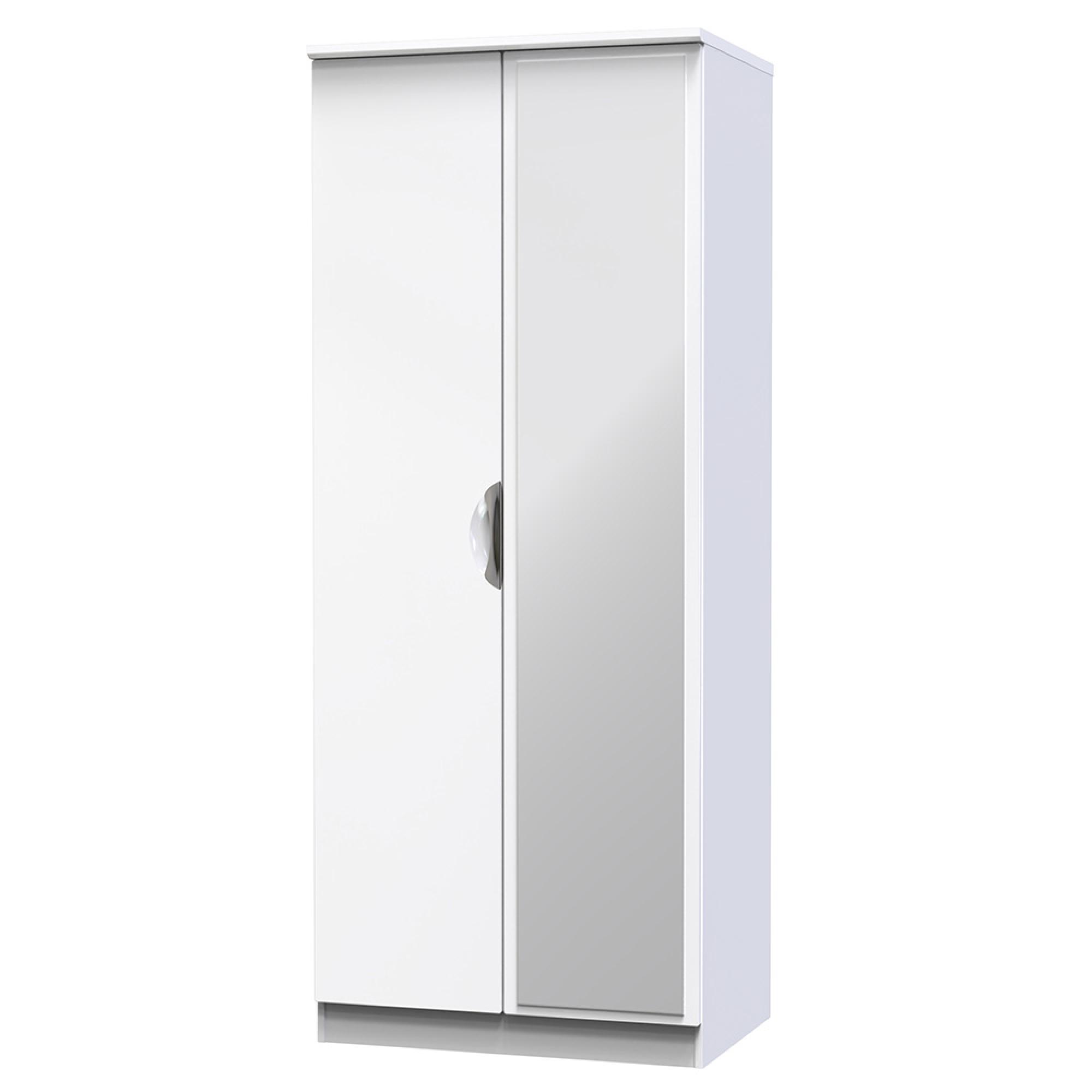 Camden Wardrobe - 2 Door with 1 Mirror - White Gloss