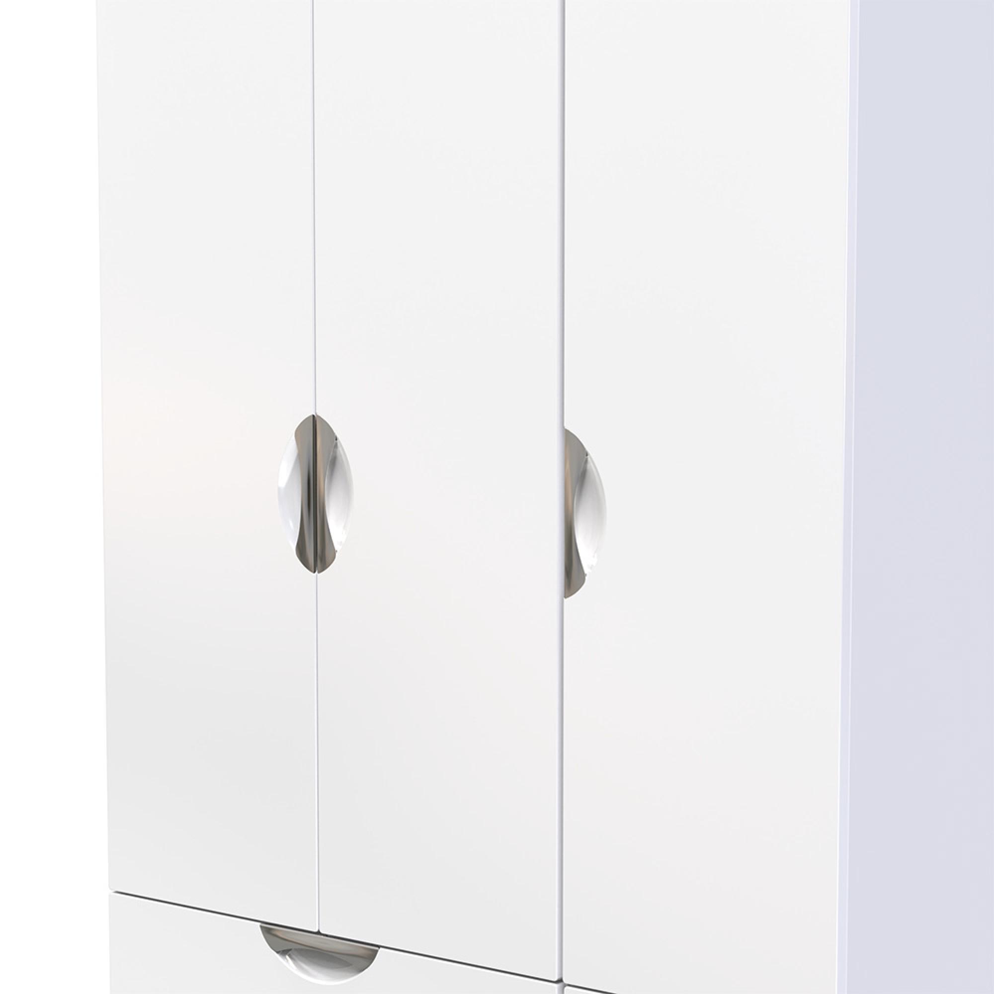 Camden Wardrobe - 3 Door - 4 Drawers - Tall Triple - White Gloss