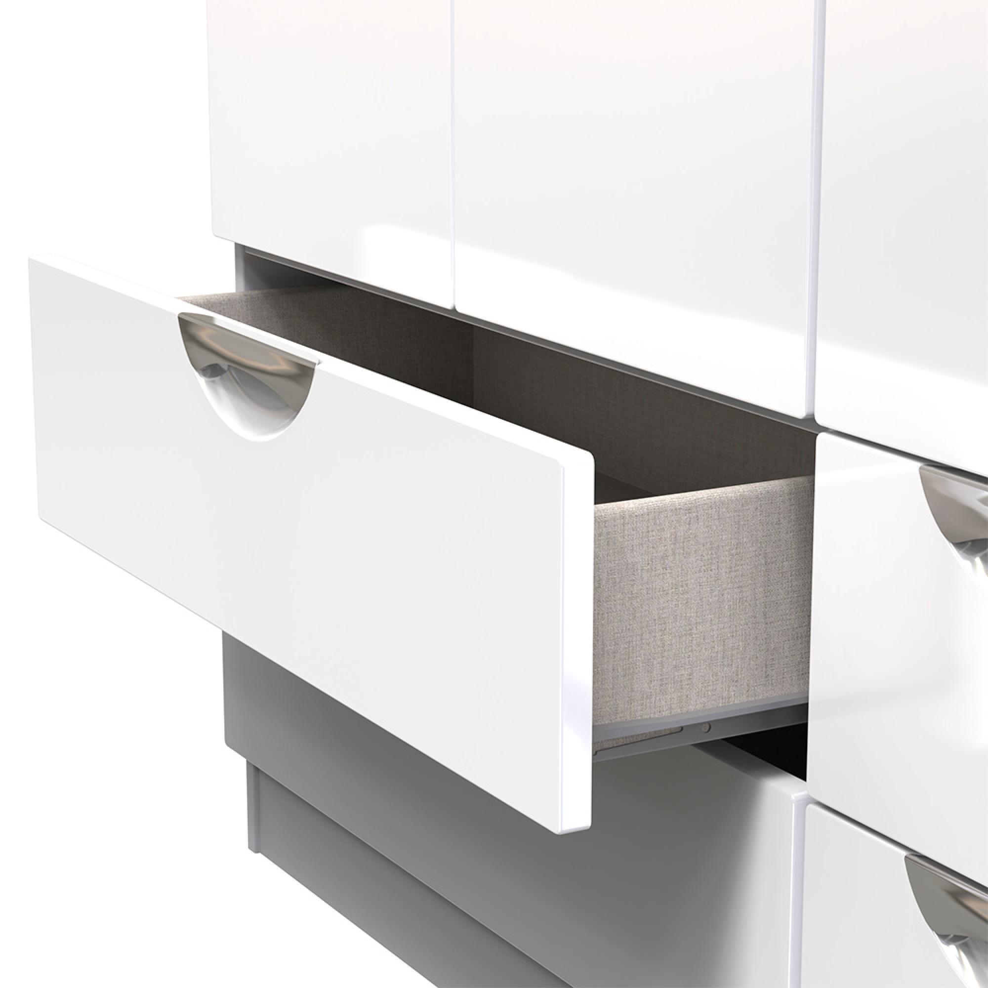 Camden Wardrobe - 3 Door - 4 Drawers - Tall Triple - White Gloss